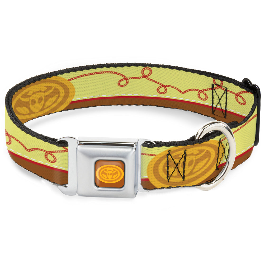 Toy Story Jessie Cowboy Buckle Logo Browns Seatbelt Buckle Collar - Toy Story Jessie Bounding Cowboy Buckle Lasso Stripe Yellow/Red/Brown Seatbelt Buckle Collars Disney