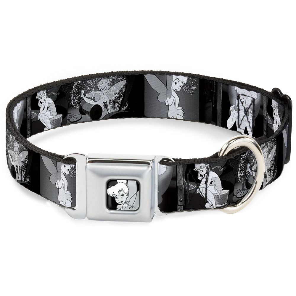 Tinker Bell CLOSE-UP Full Color Black White Seatbelt Buckle Collar - Tinker Bell Scenes Black/White Seatbelt Buckle Collars Disney