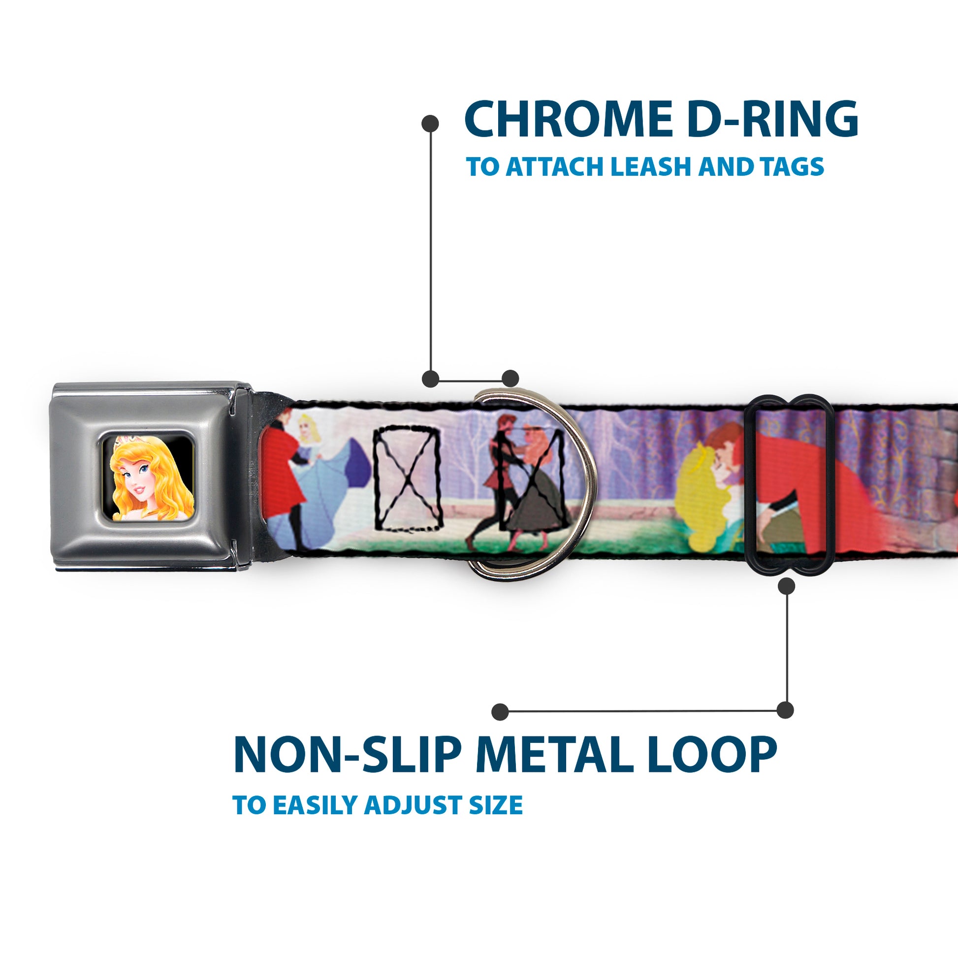 Sleeping Beauty Princess Aurora Full Color Seatbelt Buckle Collar - Sleeping Beauty & Prince Scenes Seatbelt Buckle Collars Disney