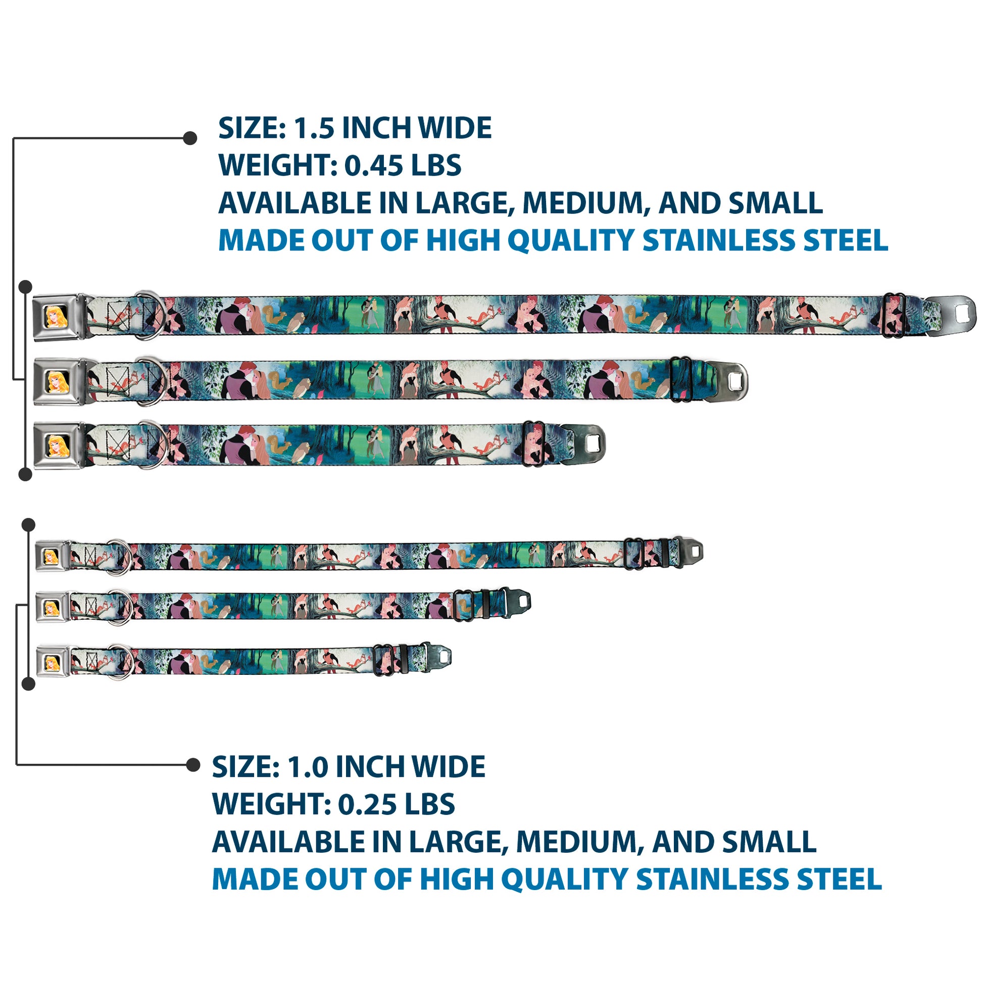 Sleeping Beauty Full Color Seatbelt Buckle Collar - Sleeping Beauty Woods Scenes Seatbelt Buckle Collars Disney