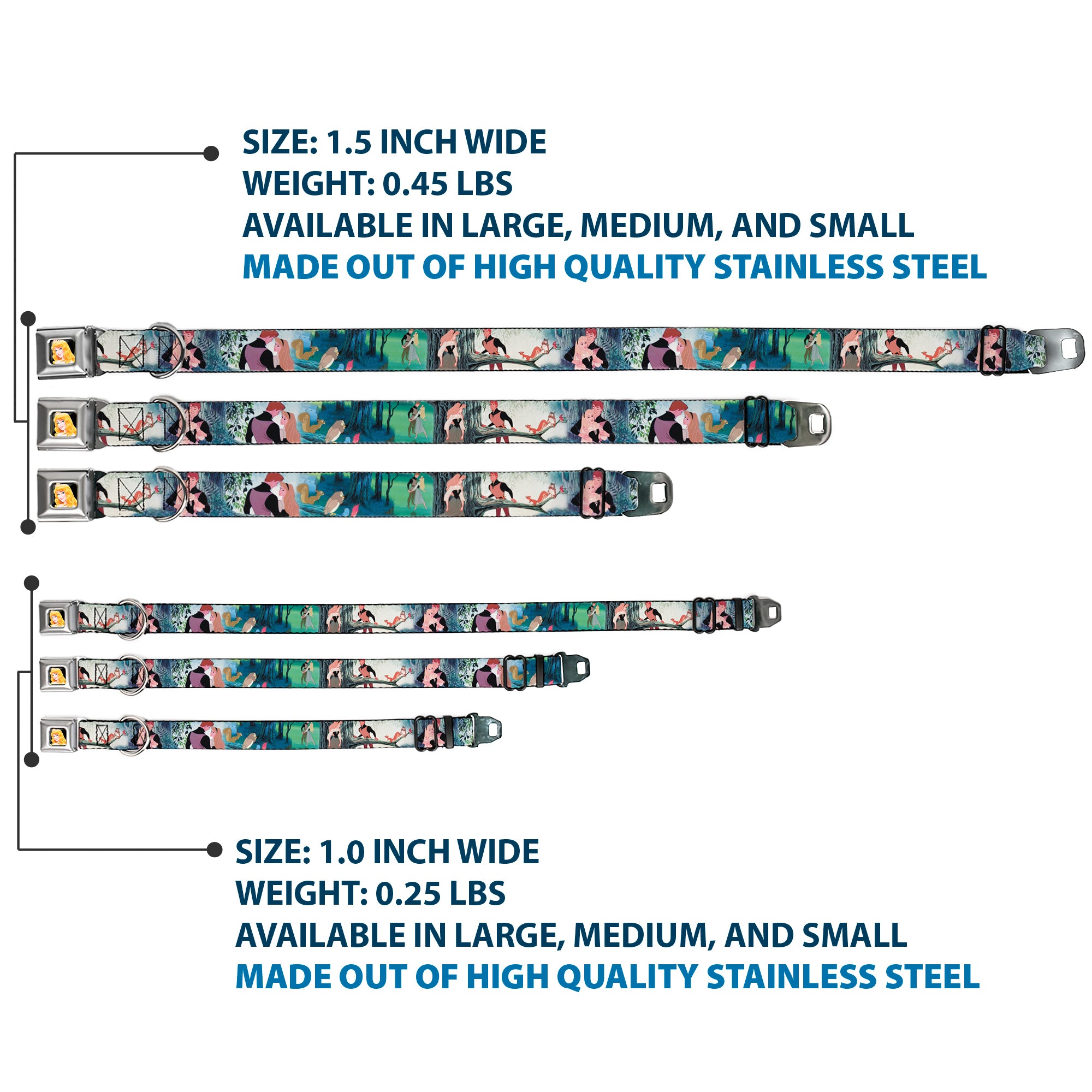 Sleeping Beauty Full Color Seatbelt Buckle Collar - Sleeping Beauty Woods Scenes Seatbelt Buckle Collars Disney