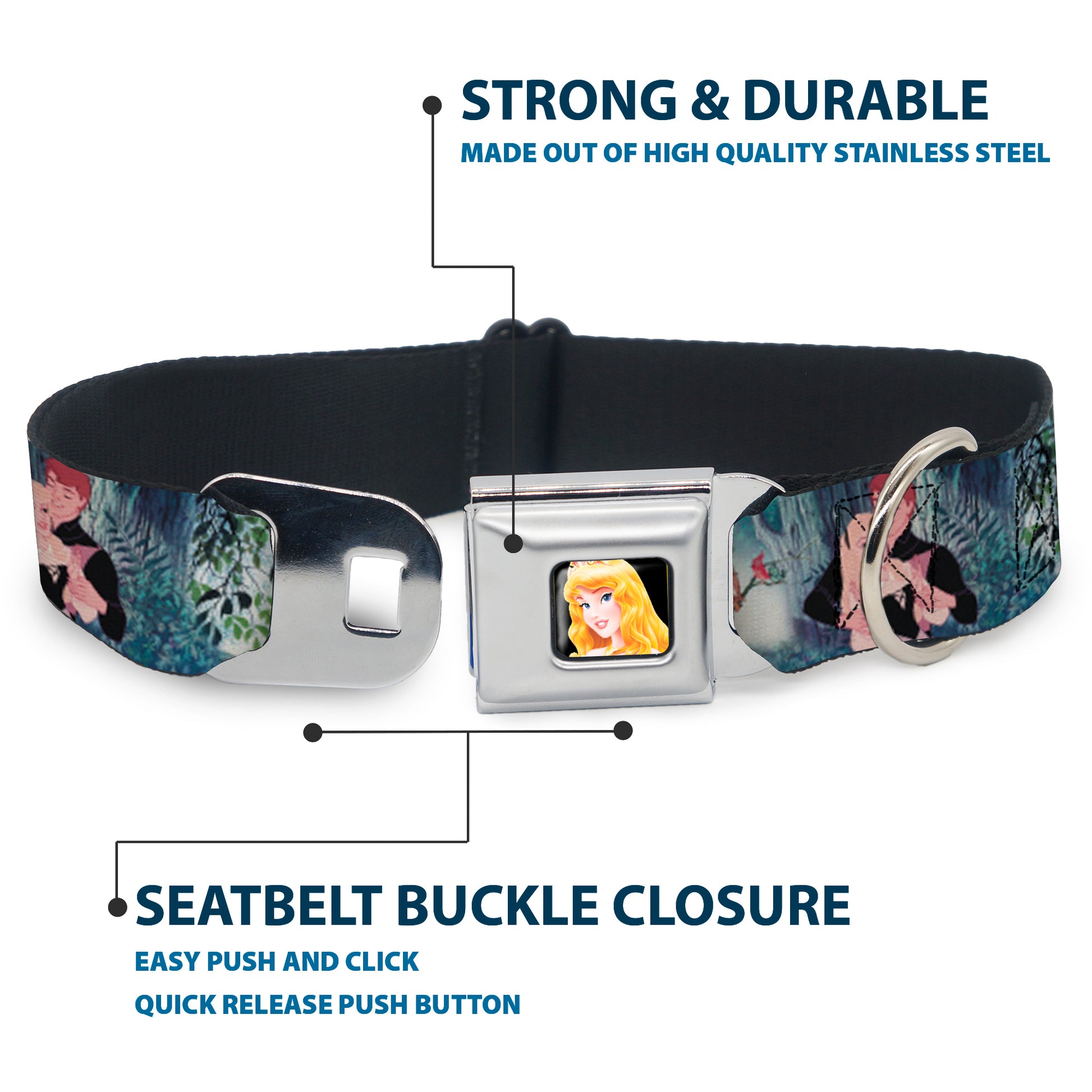 Sleeping Beauty Full Color Seatbelt Buckle Collar - Sleeping Beauty Woods Scenes Seatbelt Buckle Collars Disney