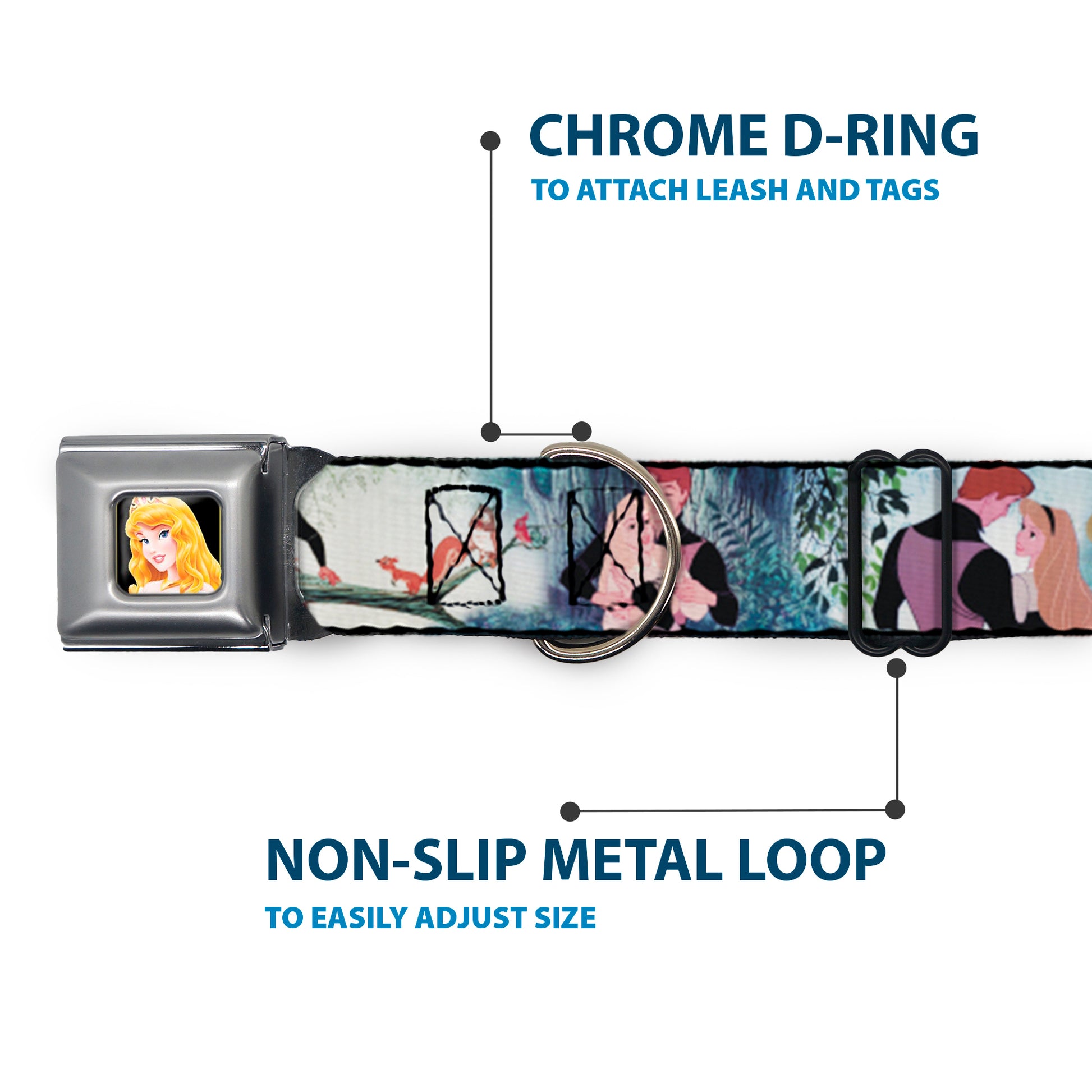 Sleeping Beauty Full Color Seatbelt Buckle Collar - Sleeping Beauty Woods Scenes Seatbelt Buckle Collars Disney
