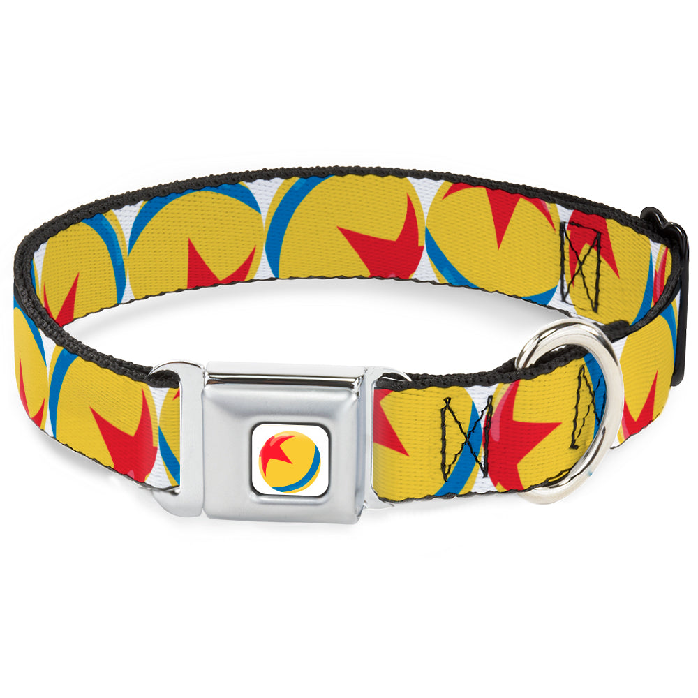 Disney Pixar Luxo Ball Full Color White/Yellow/Blue/Red Seatbelt Buckle Collar - Disney Pixar Luxo Ball Repeat White/Yellow/Blue/Red Seatbelt Buckle Collars Disney