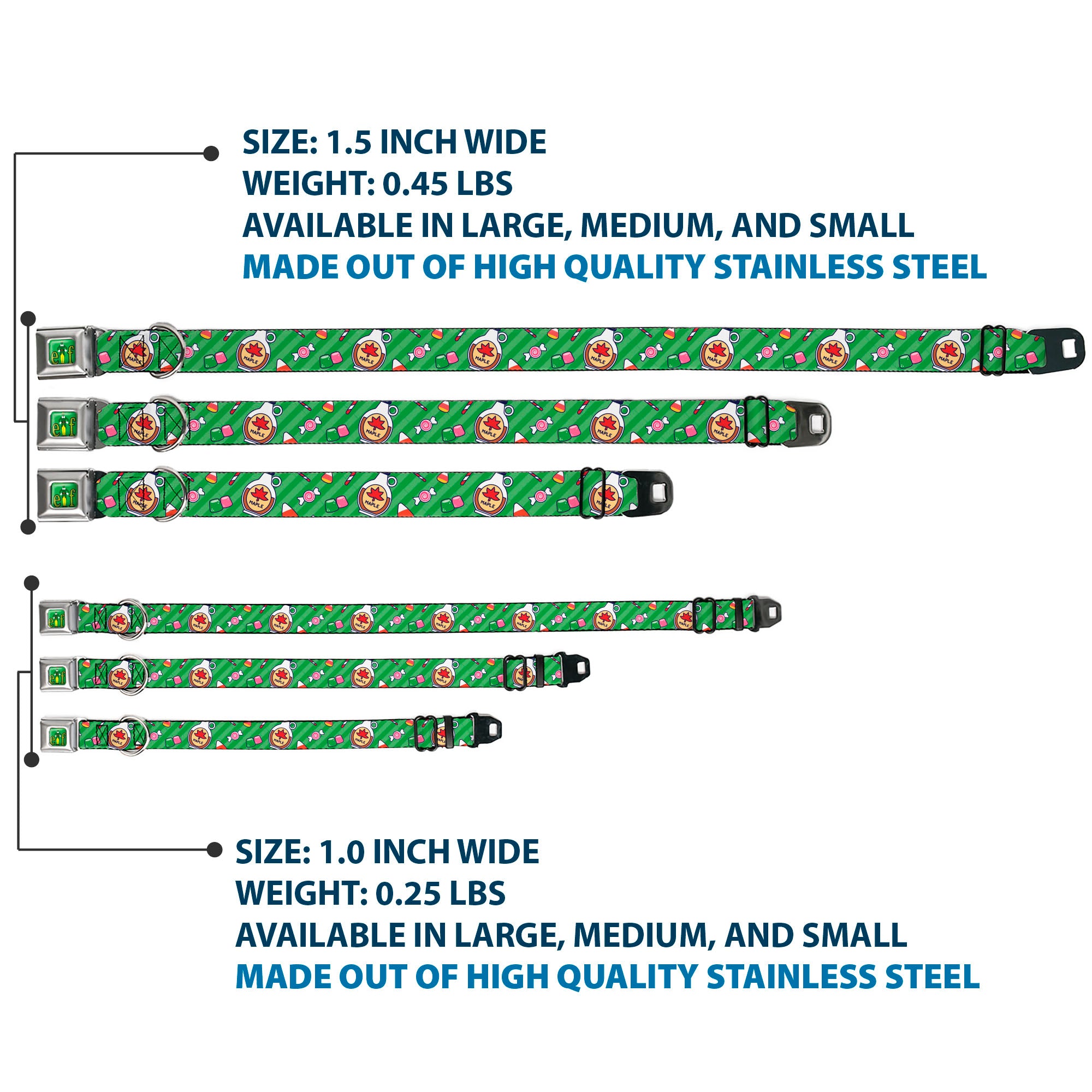 Buddy the ELF Title Logo Full Color Green Seatbelt Buckle Collar - Elf Sweets Icons Scattered Stripe Greens Seatbelt Buckle Collars Elf