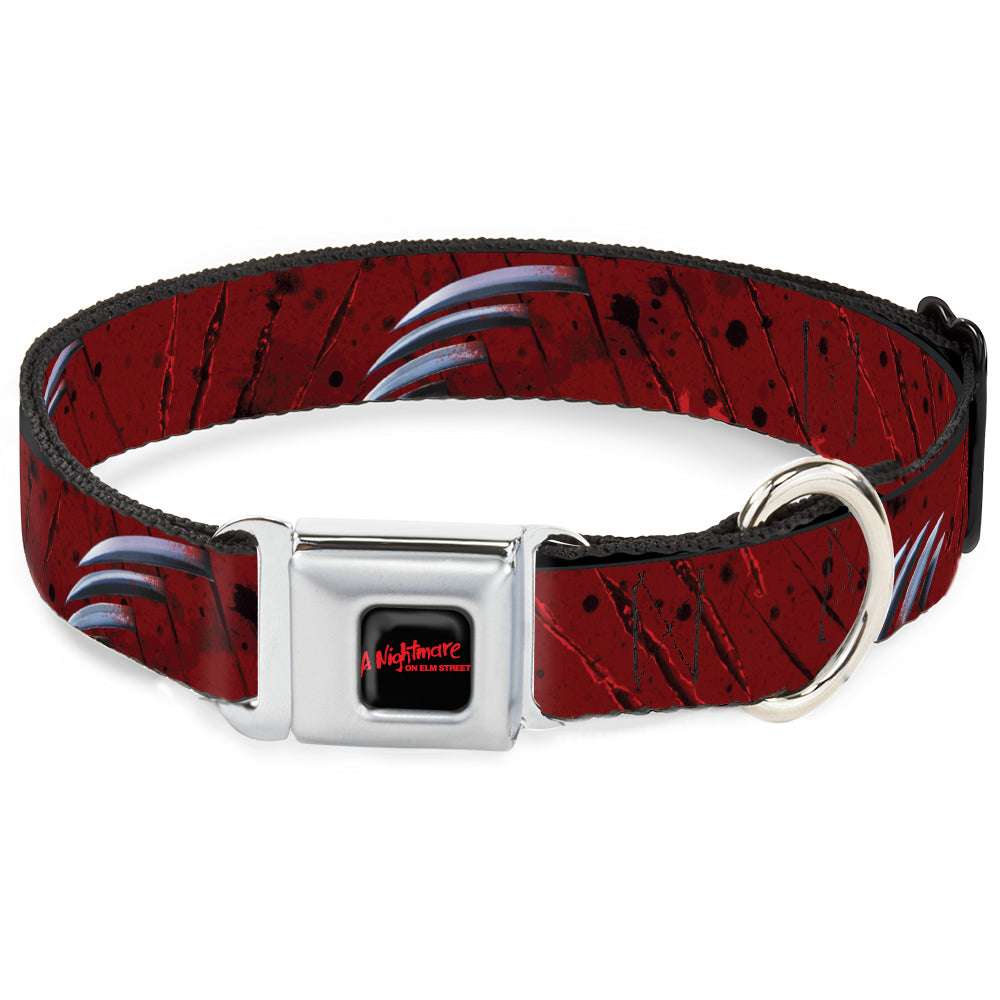 A NIGHTMARE ON ELM STREET Full Color Black/Blood Splatter Reds Seatbelt Buckle Collar - A NIGHTMARE ON ELM STREET/Freddy's Hand Scratching Reds/Black/Gray Seatbelt Buckle Collars A Nightmare on Elm Street