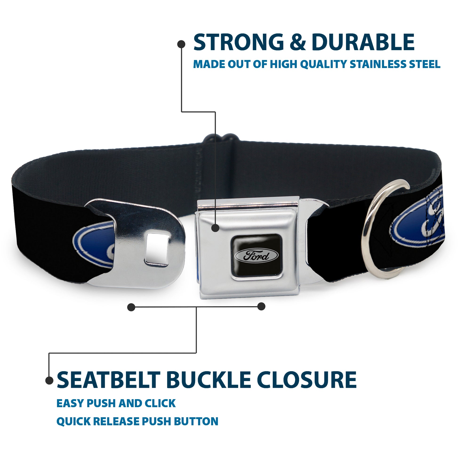 Ford Emblem Seatbelt Buckle Collar - Ford Oval Logo REPEAT Seatbelt Buckle Collars Ford