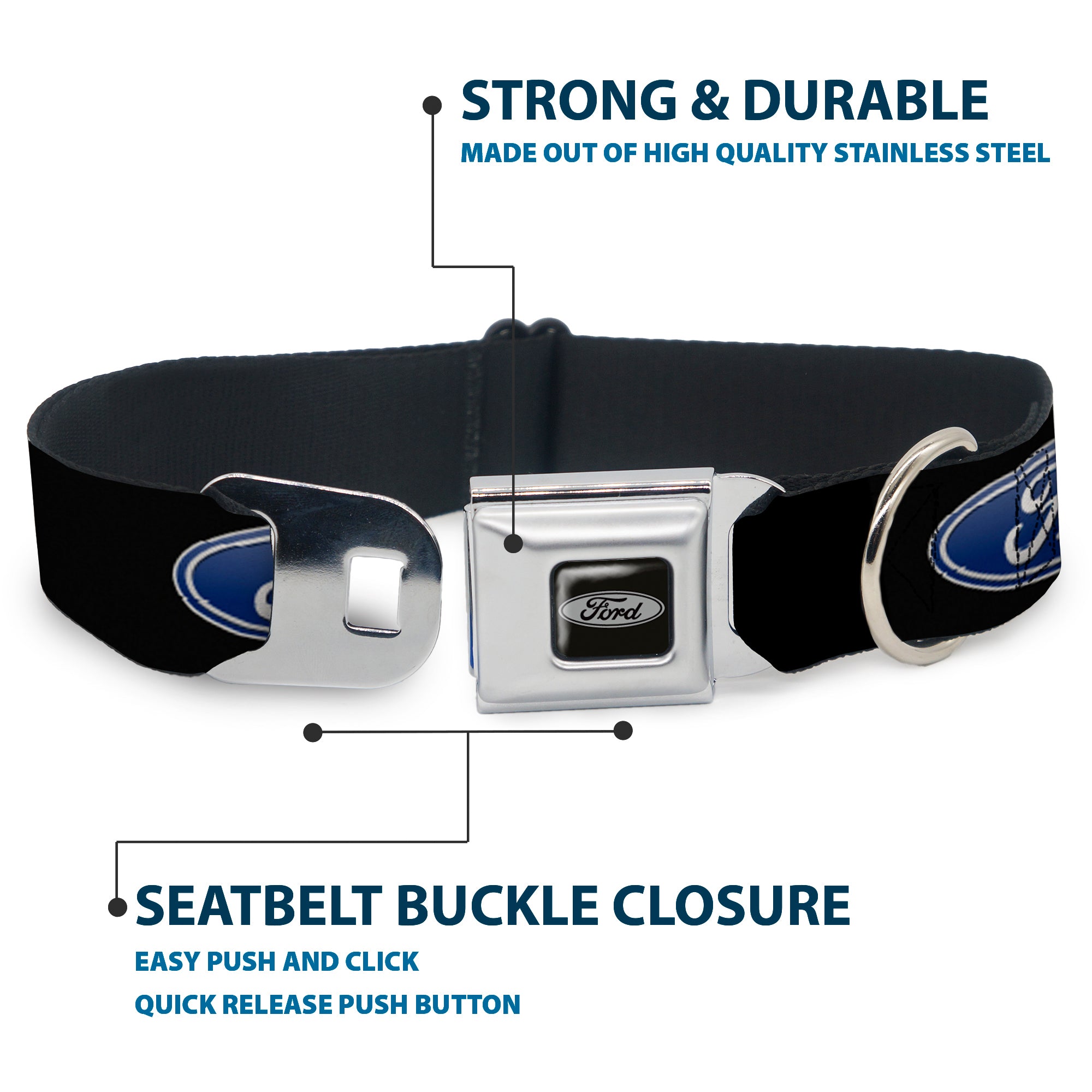 Ford Emblem Seatbelt Buckle Collar - Ford Oval Logo REPEAT Seatbelt Buckle Collars Ford