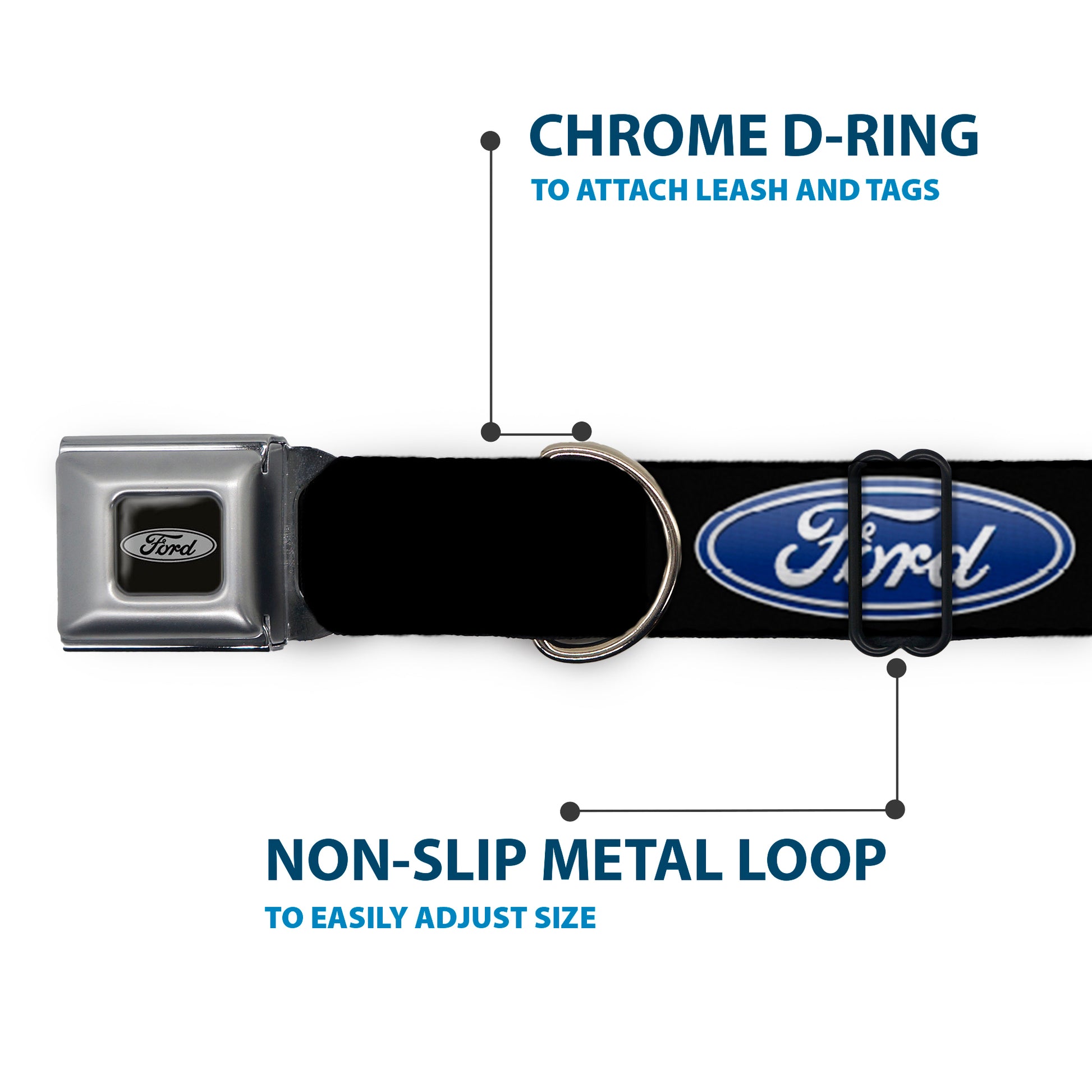 Ford Emblem Seatbelt Buckle Collar - Ford Oval Logo REPEAT Seatbelt Buckle Collars Ford