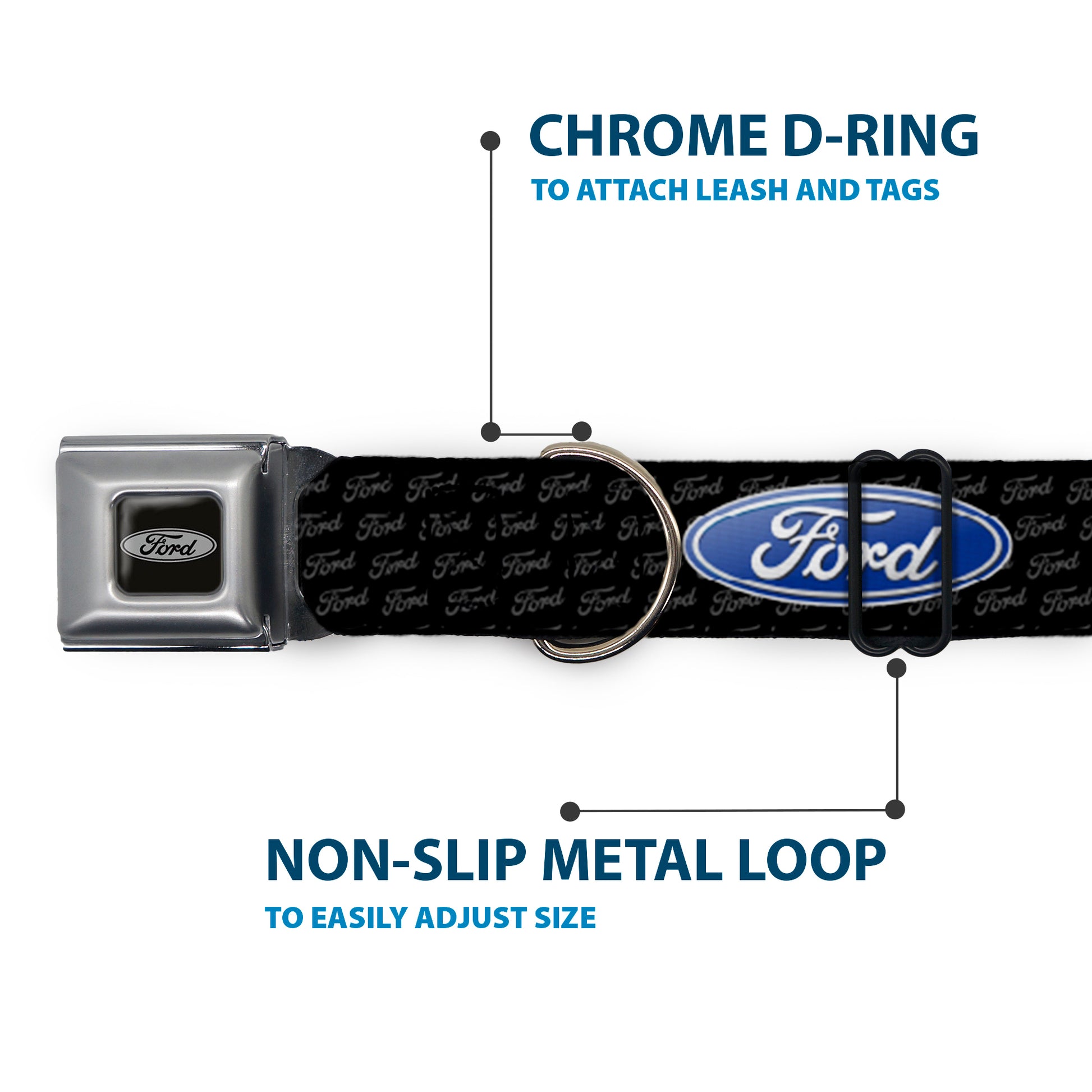 Ford Emblem Seatbelt Buckle Collar - Ford Oval REPEAT w/Text Seatbelt Buckle Collars Ford