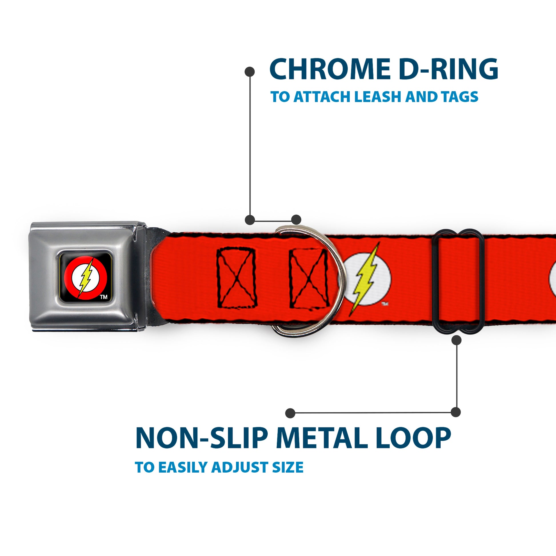 Flash Logo Black Seatbelt Buckle Collar - Flash Logo Red/White/Yellow Seatbelt Buckle Collars DC Comics