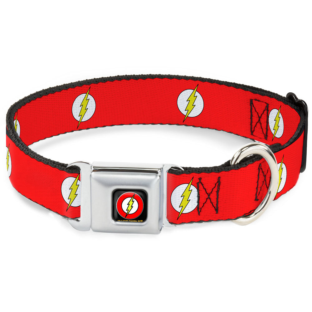 Flash Logo Black Seatbelt Buckle Collar - Flash Logo Red/White/Yellow Seatbelt Buckle Collars DC Comics