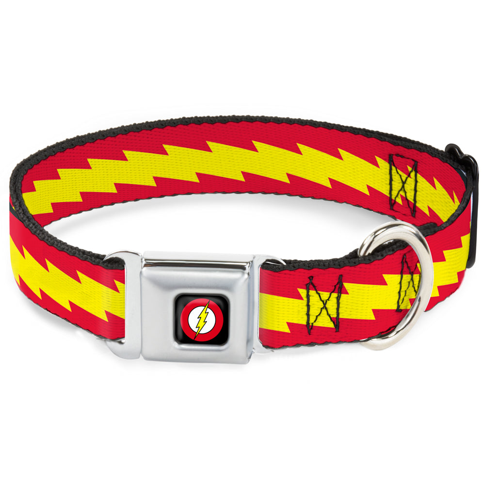 Flash Logo Black Seatbelt Buckle Collar - The Flash Bolt Stripe Red/Yellow Seatbelt Buckle Collars DC Comics