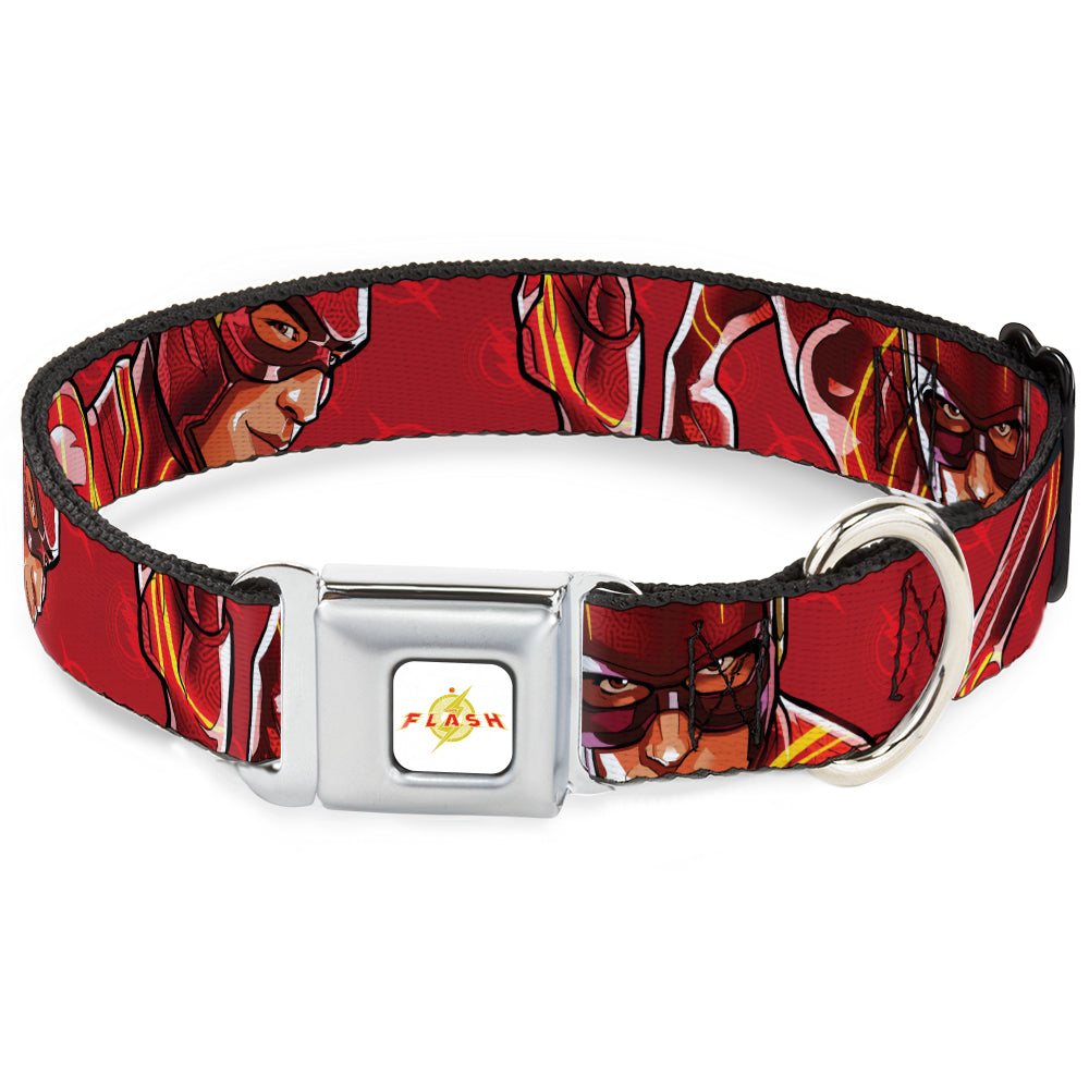 Flash 2023 Title Logo Full Color White/Yellow/Red Seatbelt Buckle Collar - The Flash 2023 2-Poses Close-Up Reds Seatbelt Buckle Collars DC Comics