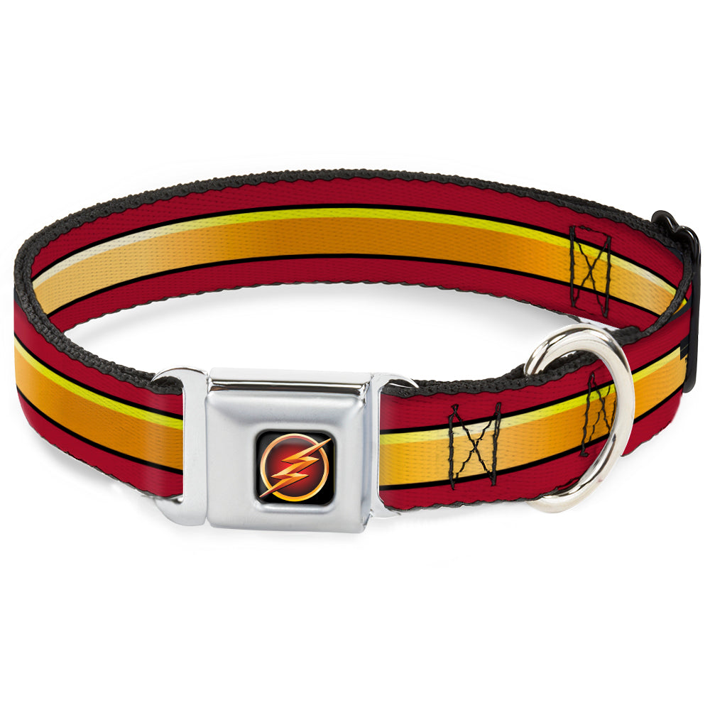 Flash Logo3 Black/Gold/Red Seatbelt Buckle Collar - The Flash Stripe Burgundy/Gold Seatbelt Buckle Collars DC Comics