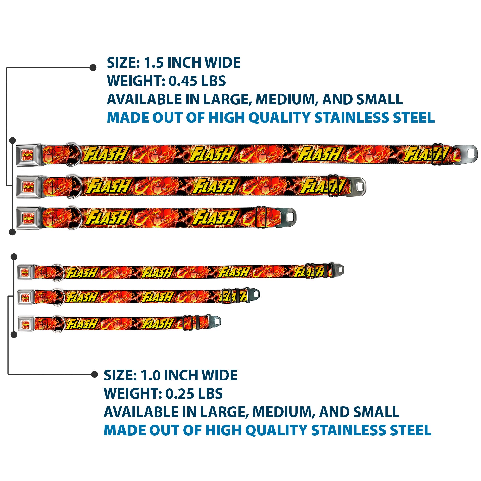 Dog Collar FLJ-THE FLASH Charge - THE FLASH Super Charged Running Pose Seatbelt Buckle Collars DC Comics