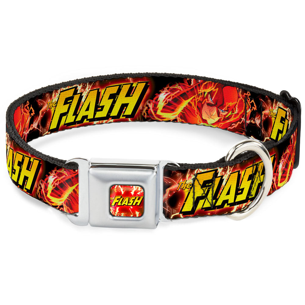 Dog Collar FLJ-THE FLASH Charge - THE FLASH Super Charged Running Pose Seatbelt Buckle Collars DC Comics