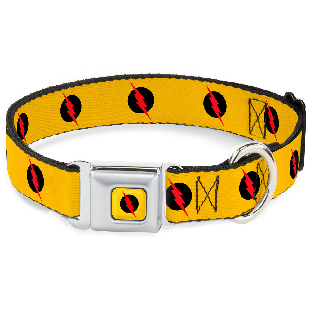 Reverse Flash Logo Full Color Golden Yellow Black Red Seatbelt Buckle Collar - Reverse Flash Logo Golden Yellow/Black/Red Seatbelt Buckle Collars DC Comics