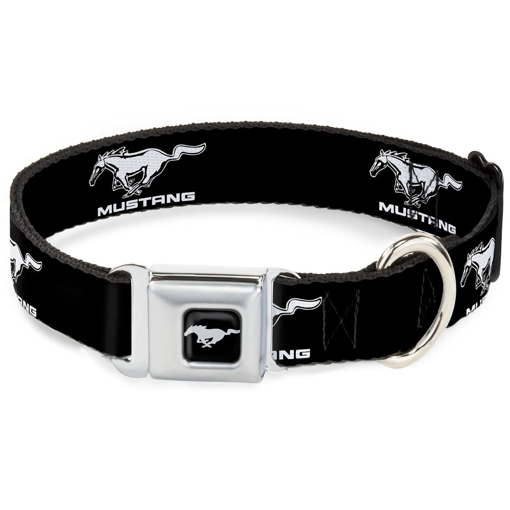Ford Mustang Emblem Seatbelt Buckle Collar - Ford Mustang Black/White Logo REPEAT Seatbelt Buckle Collars Ford