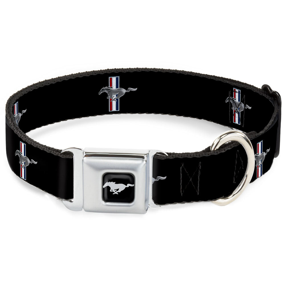 Ford Mustang Emblem Seatbelt Buckle Collar - Ford Mustang w/Bars Logo REPEAT Seatbelt Buckle Collars Ford