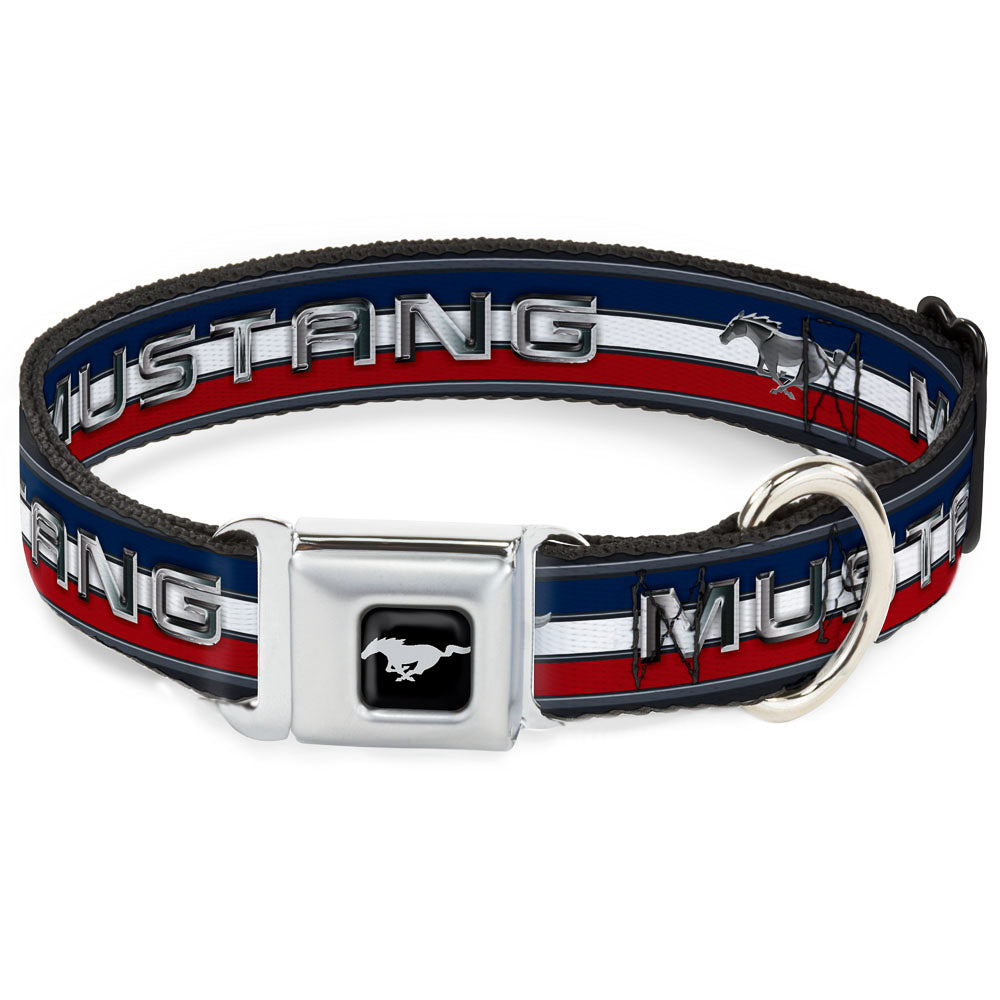 Ford Mustang Emblem Seatbelt Buckle Collar - Mustang/Text w/Tri-Bar Stripe Seatbelt Buckle Collars Ford