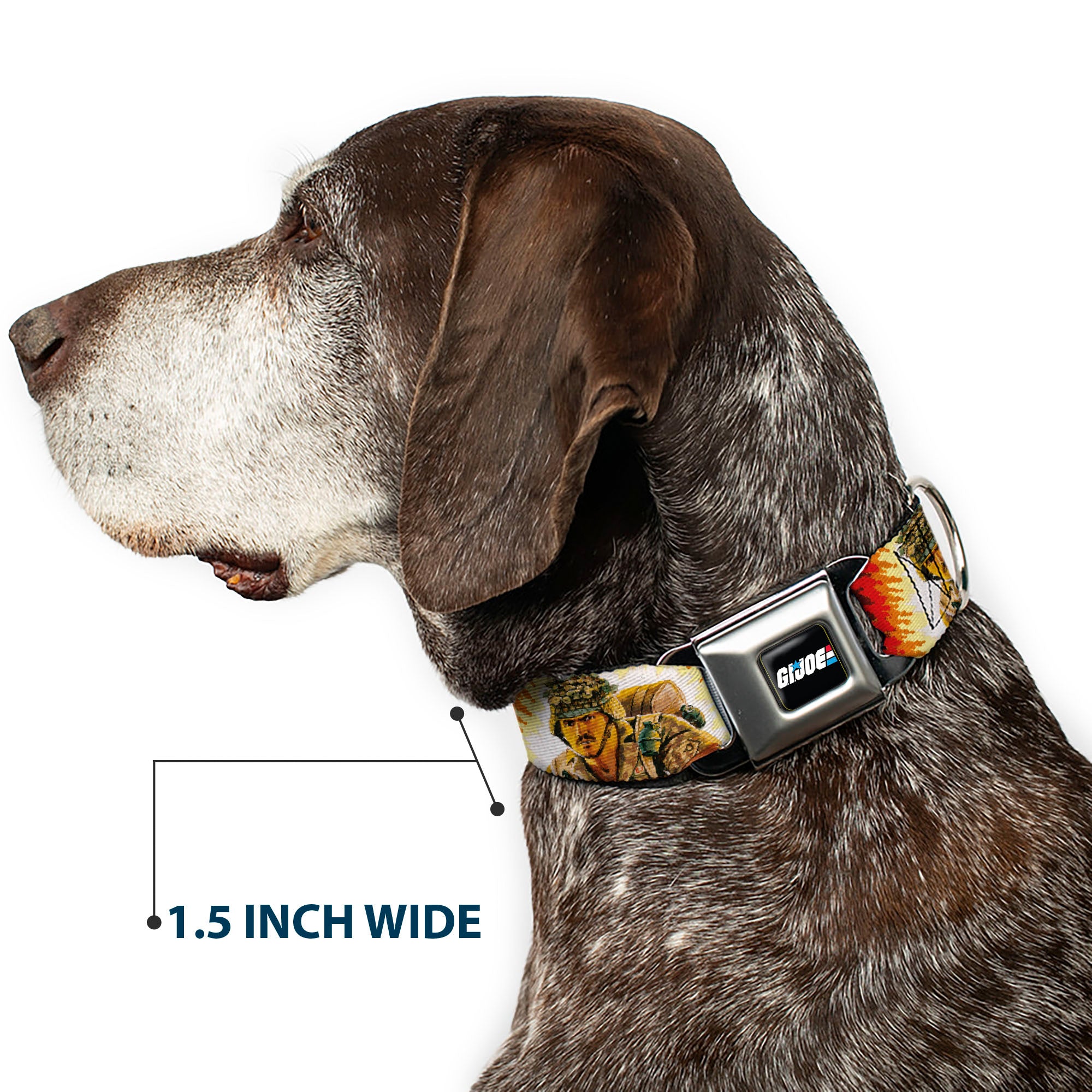 GI JOE Title Logo Stripe Full Color Black/Red/White/Blue Seatbelt Buckle Collar - GI Joe Retro Footloose Flash Air Tight Character File Card Explosion Poses Seatbelt Buckle Collars GI Joe