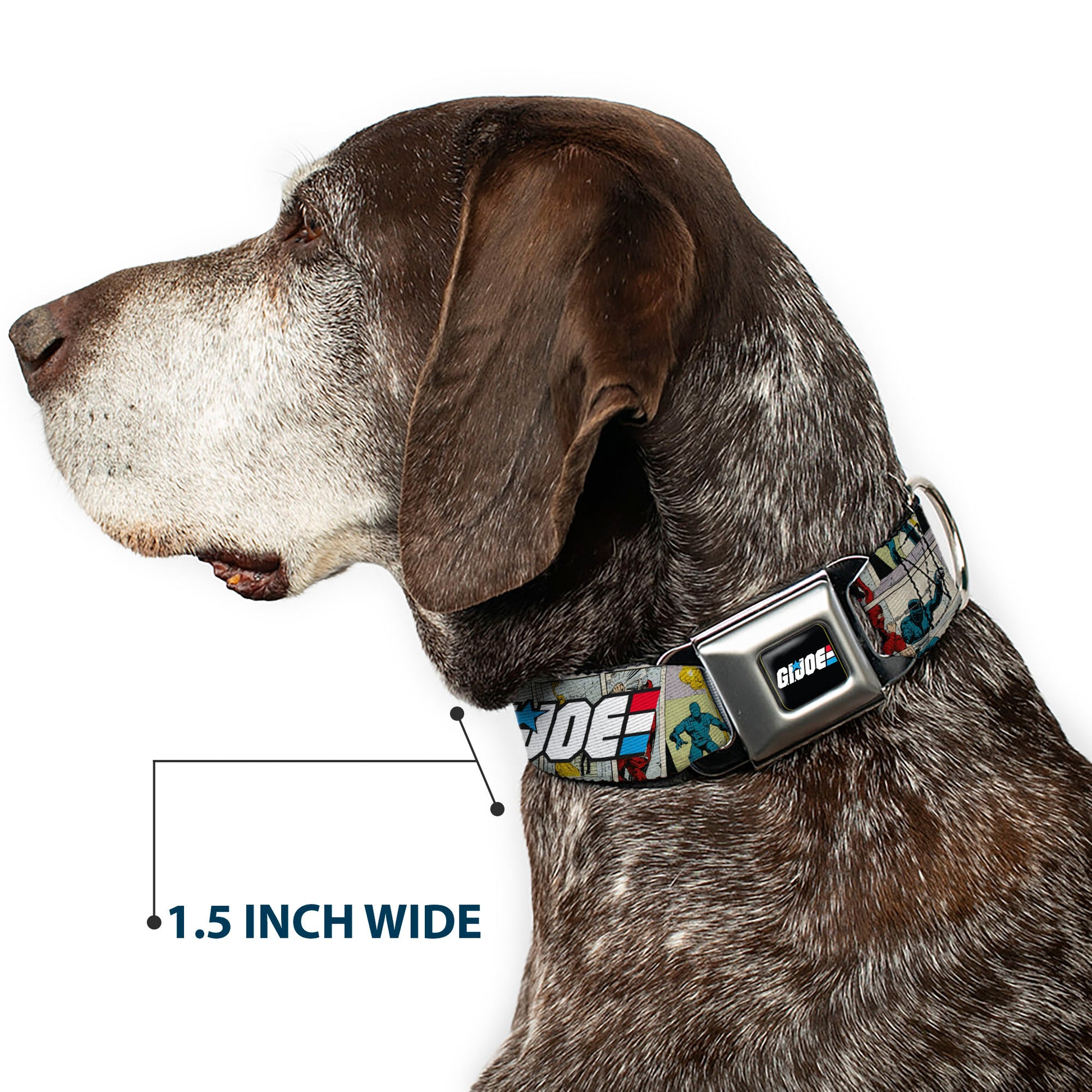 GI JOE Title Logo Stripe Full Color Black/Red/White/Blue Seatbelt Buckle Collar - GI JOE Title Logo and Comic Scene Blocks Seatbelt Buckle Collars GI Joe