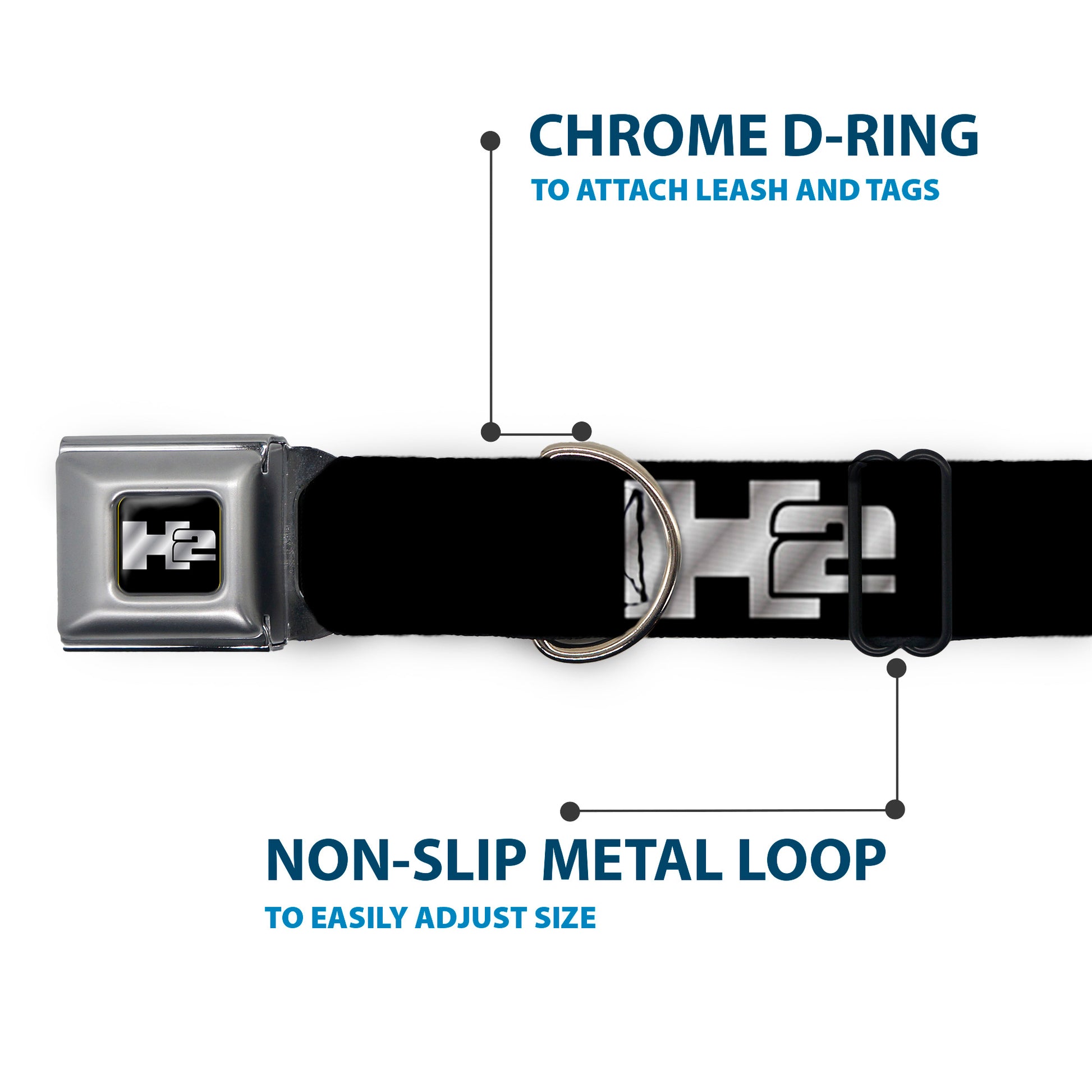 H2 Seatbelt Buckle Collar - H2 Black/Silver Logo REPEAT Seatbelt Buckle Collars GM General Motors