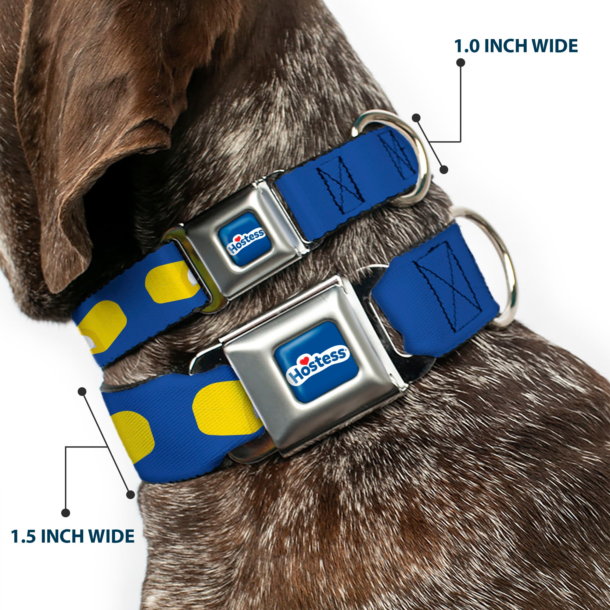 HOSTESS Logo Blue/White/Red Seatbelt Buckle Collar - Hostess Twinkies Pieces and Logo Blue/Yellow/White