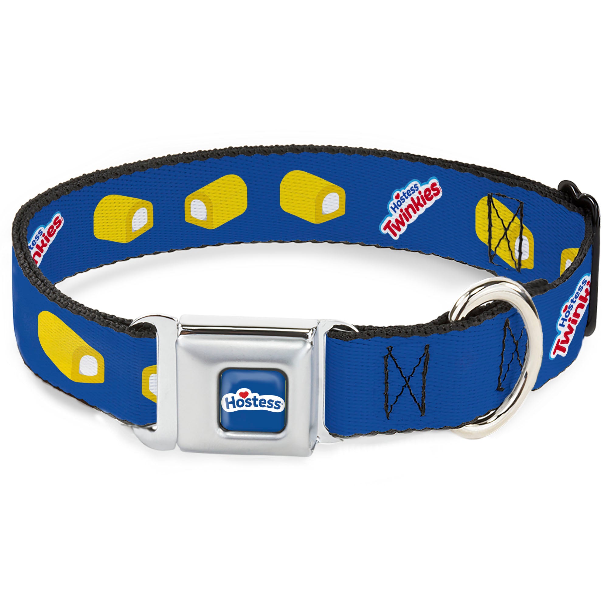 HOSTESS Logo Blue/White/Red Seatbelt Buckle Collar - Hostess Twinkies Pieces and Logo Blue/Yellow/White