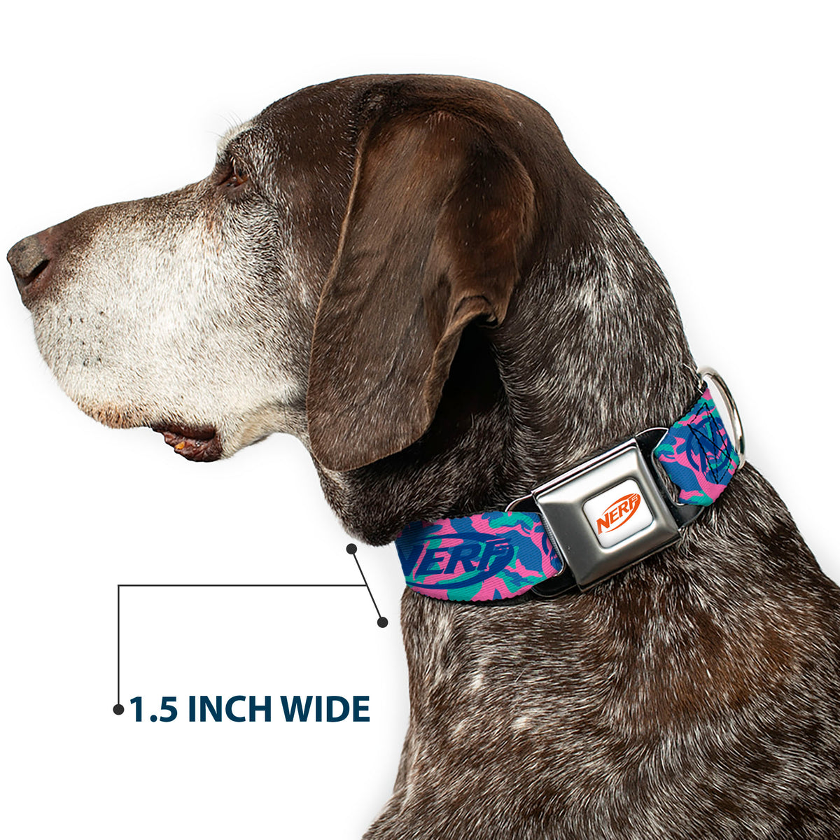 NERF Logo Full Color White/Red/Yellow Seatbelt Buckle Collar - NERF Logo and Icon Camo Blues/Pinks Dog Collars Seatbelt Buckle Nerf