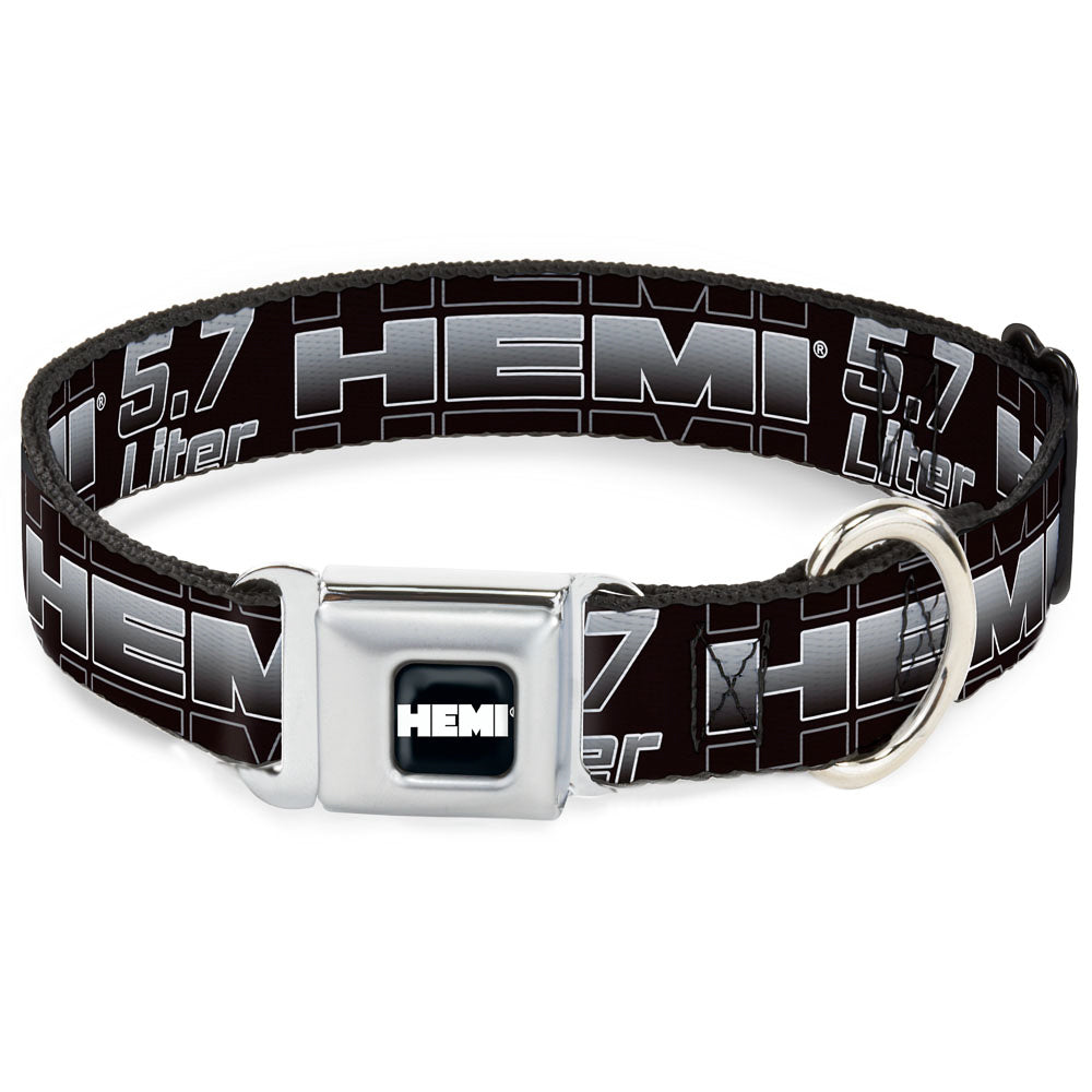 HEMI Bold Full Color Black White Seatbelt Buckle Collar - HEMI 5.7 LITER Black/White/Silver-Fade Seatbelt Buckle Collars Hemi