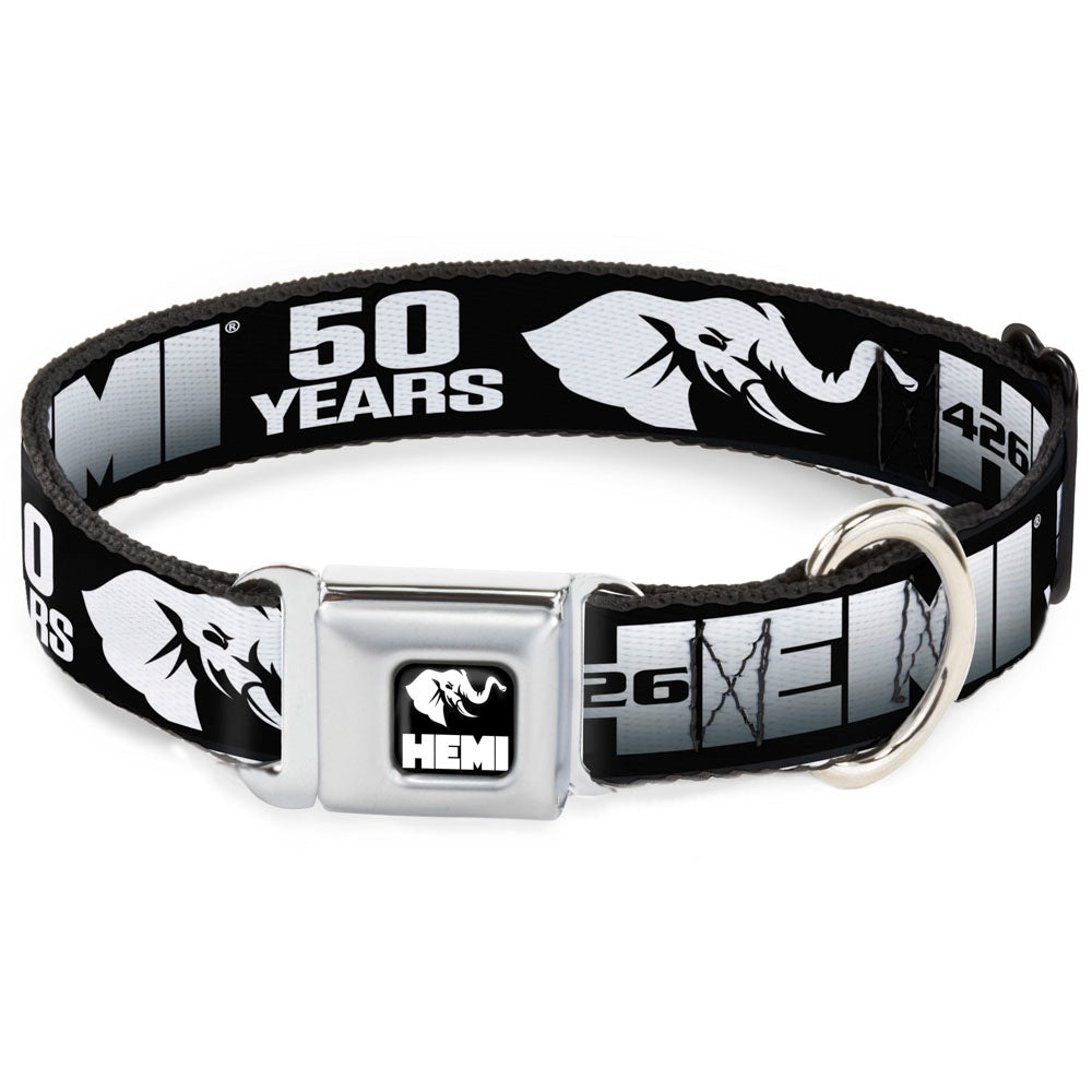 HEMI Elephant Logo Full Color Black/White Seatbelt Buckle Collar - HEMI 426/Elephant Logo 50 YEARS Black/White/Silver-Fade Seatbelt Buckle Collars Hemi