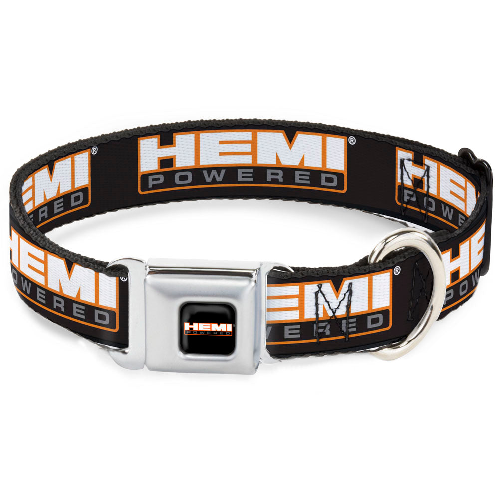 HEMI POWERED Logo Full Color Black/Orange/White/Gray Seatbelt Buckle Collar - HEMI POWERED Logo Repeat Black/Orange/White/Gray Seatbelt Buckle Collars Hemi