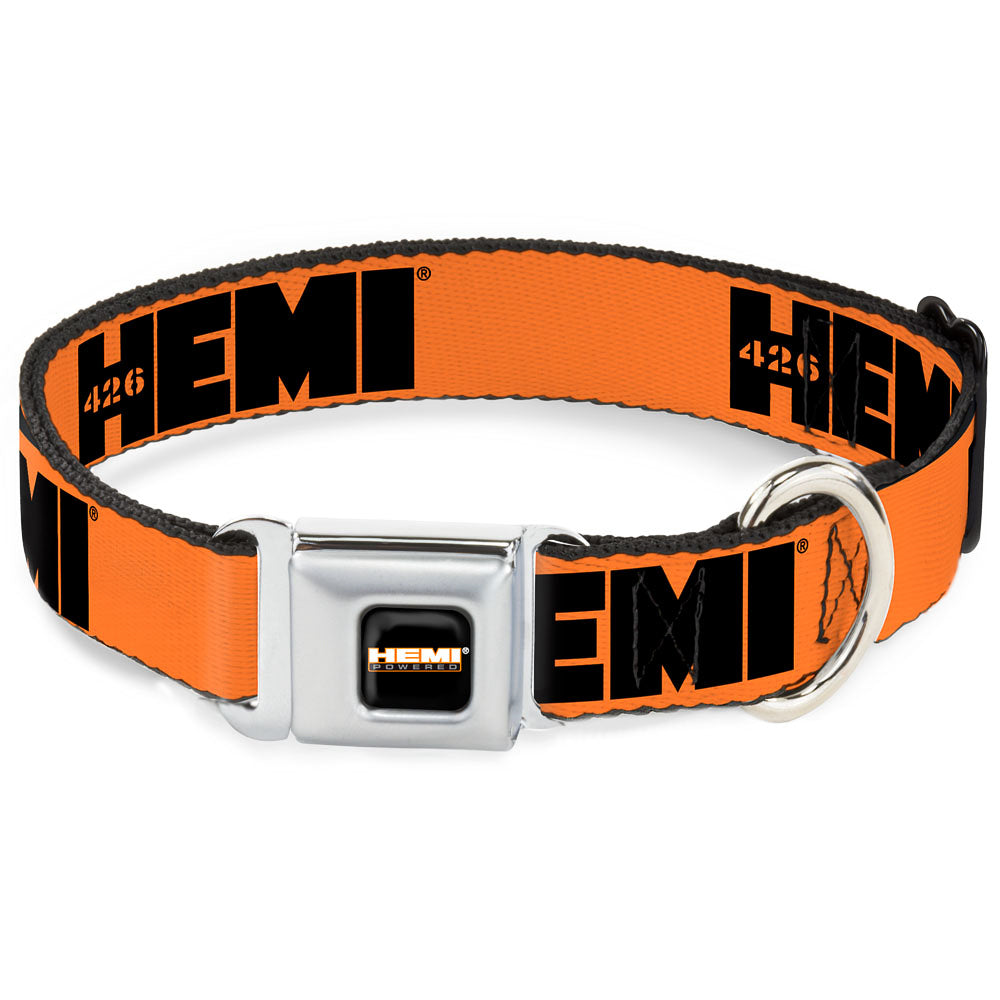 HEMI 426 Logo Full Color Orange Black Seatbelt Buckle Collar - HEMI 426 Logo Repeat Orange/Black Seatbelt Buckle Collars Hemi