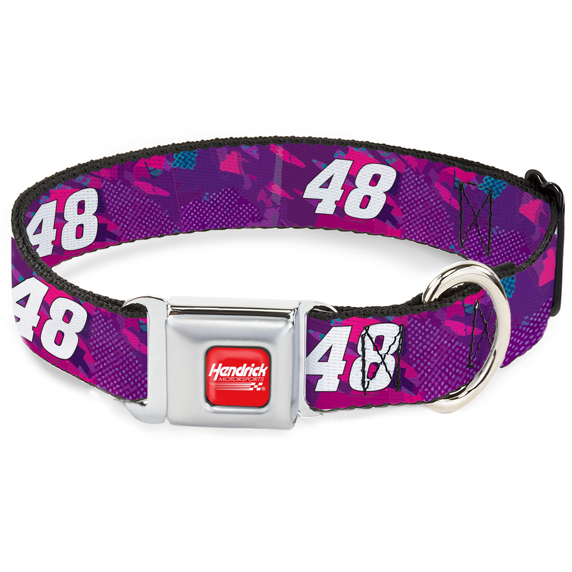 HENDRICK MOTORSPORTS Checker Logo Full Color Red/White Seatbelt Buckle Collar - Alex Bowman #48 Car Scheme Purples/Pinks/White Seatbelt Buckle Collars Hendrick Motorsports
