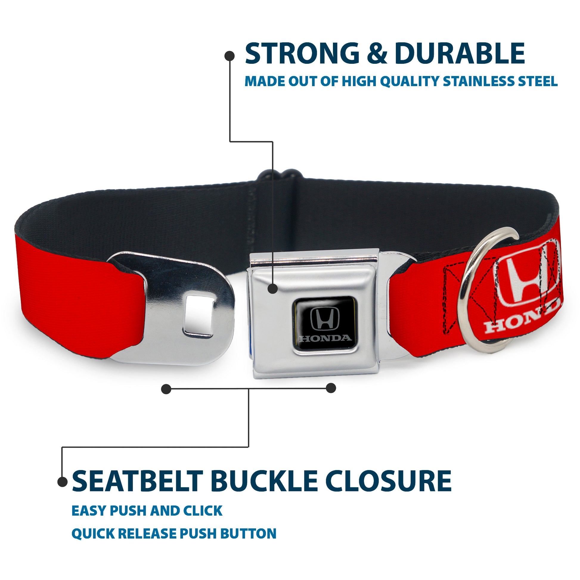 Honda Seatbelt Buckle Collar - Honda Logo Red/White Seatbelt Buckle Collars Honda