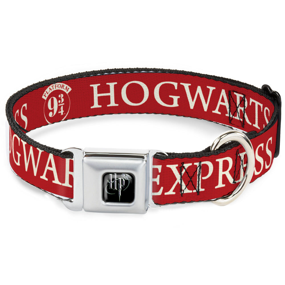 Harry Potter Logo Full Color Black/White Seatbelt Buckle Collar - HOGWARTS EXPRESS 9¾ Red/White Seatbelt Buckle Collars Harry Potter