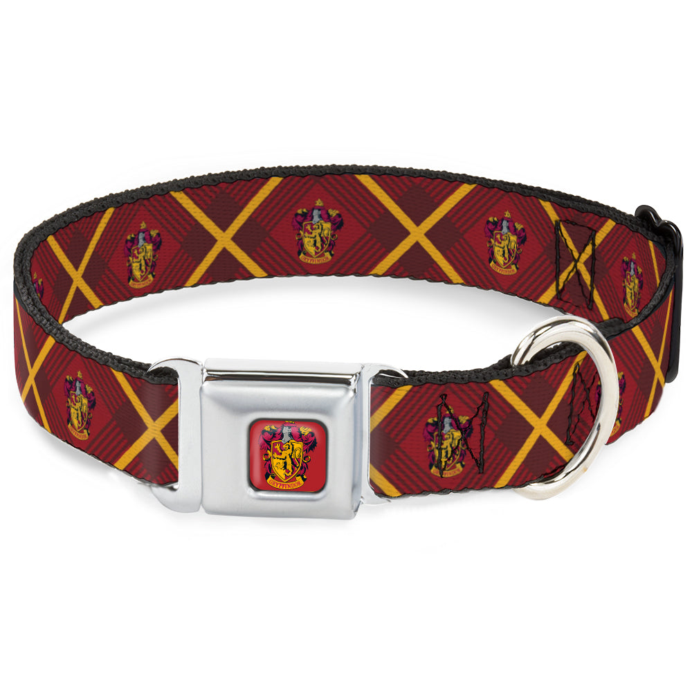 Gryffindor Crest Full Color Red Seatbelt Buckle Collar - Harry Potter Gryffindor Crest Plaid Reds/Gold Seatbelt Buckle Collars Harry Potter
