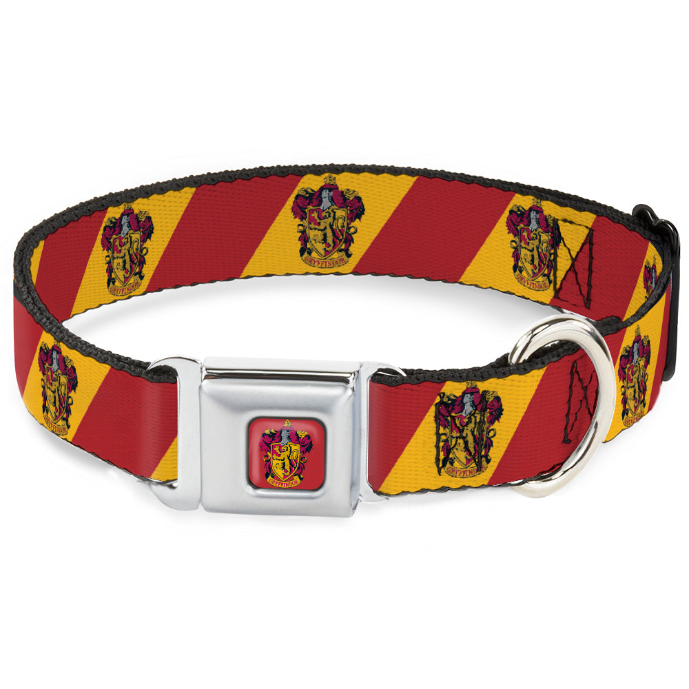 GRYFFINDOR Crest Full Color Red Seatbelt Buckle Collar - GRYFFINDOR Crest Diagonal Stripe Gold/Red Seatbelt Buckle Collars Harry Potter