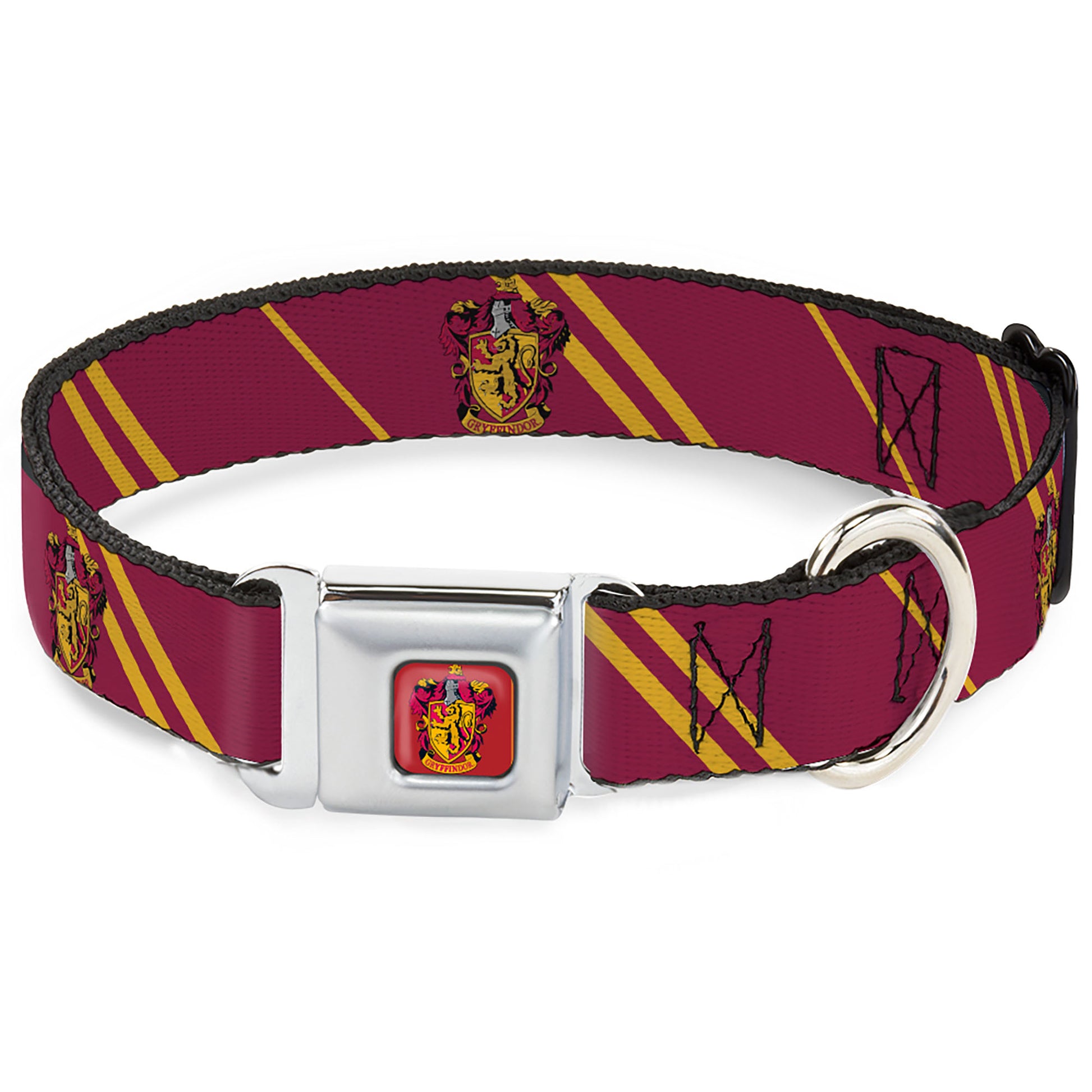 Gryffindor Crest Full Color Seatbelt Buckle Collar - GRYFFINDOR Crest/Stripe Burgundy/Gold Seatbelt Buckle Collars Harry Potter