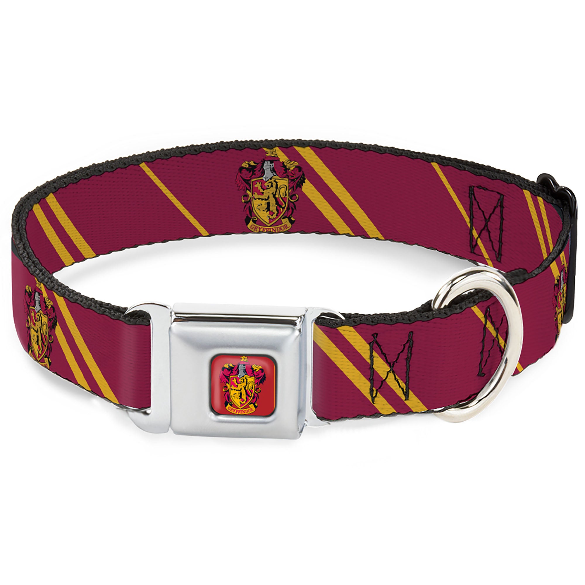 Gryffindor Crest Full Color Seatbelt Buckle Collar - GRYFFINDOR Crest/Stripe Burgundy/Gold Seatbelt Buckle Collars Harry Potter