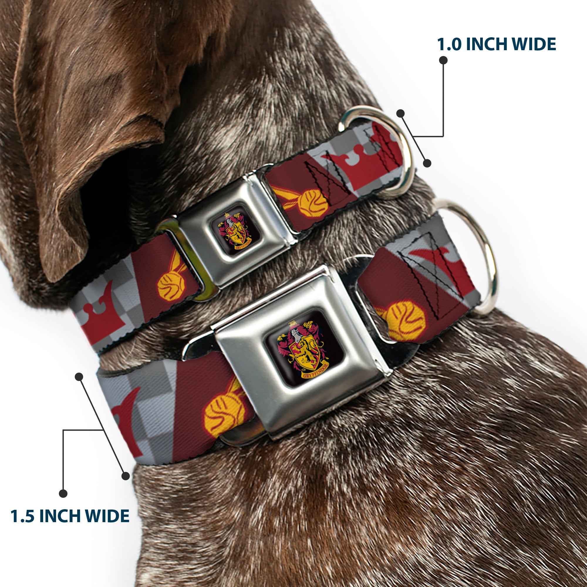 Gryffindor Crest Full Color Seatbelt Buckle Collar - Harry Potter GRYFFINDOR/Quiditch Ball/Crown Burgundy Red/Golds/Grays Seatbelt Buckle Collars Harry Potter