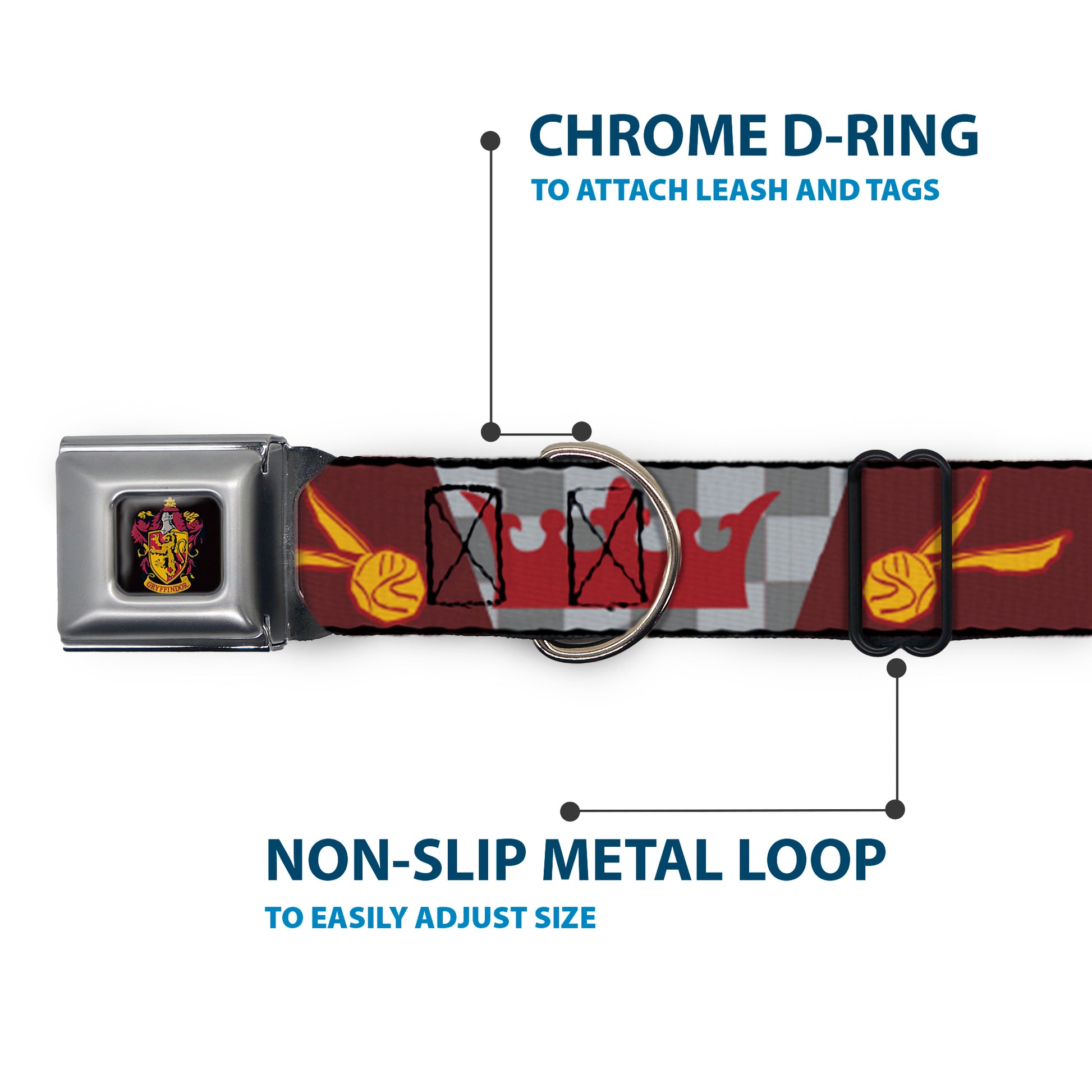 Gryffindor Crest Full Color Seatbelt Buckle Collar - Harry Potter GRYFFINDOR/Quiditch Ball/Crown Burgundy Red/Golds/Grays Seatbelt Buckle Collars Harry Potter