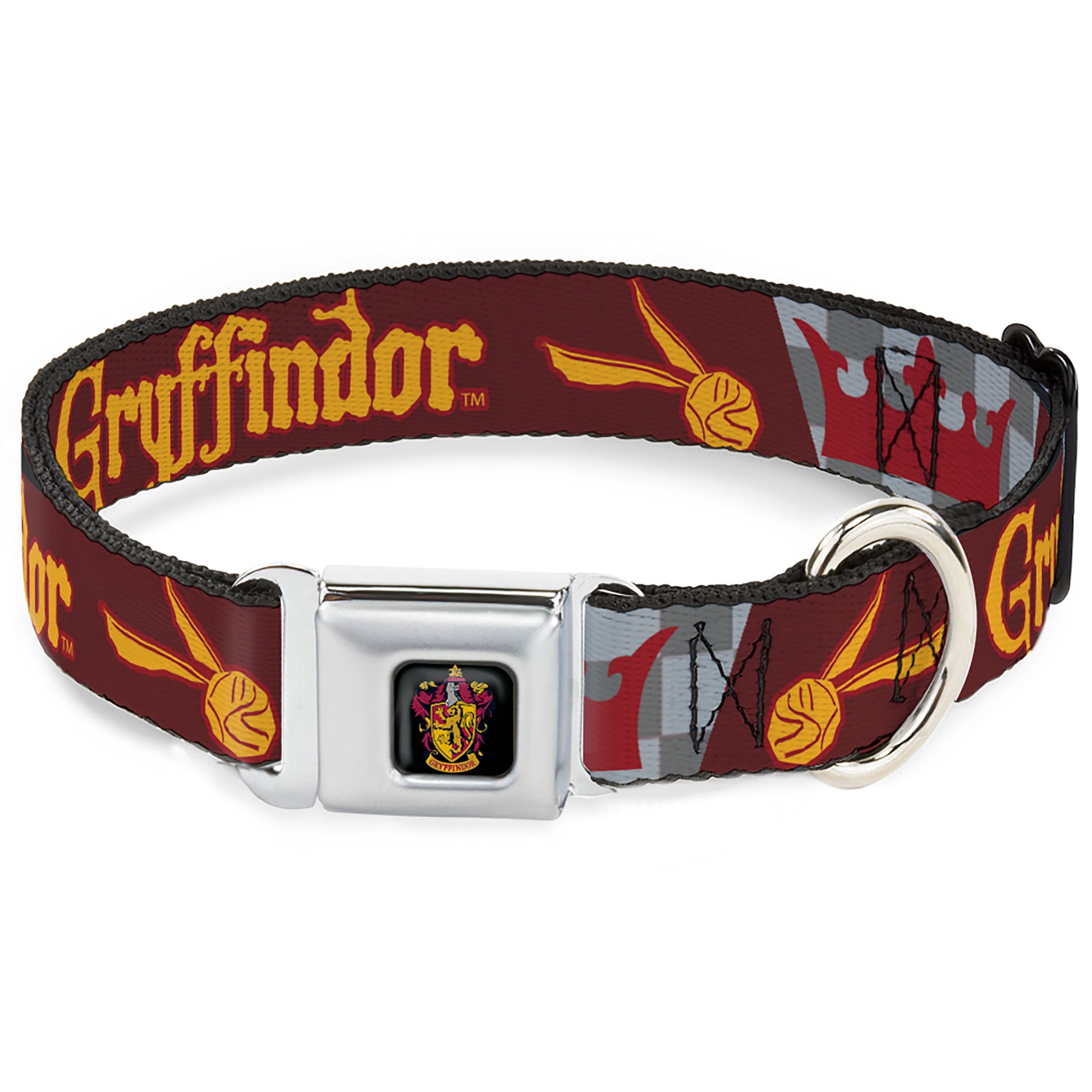 Gryffindor Crest Full Color Seatbelt Buckle Collar - Harry Potter GRYFFINDOR/Quiditch Ball/Crown Burgundy Red/Golds/Grays Seatbelt Buckle Collars Harry Potter