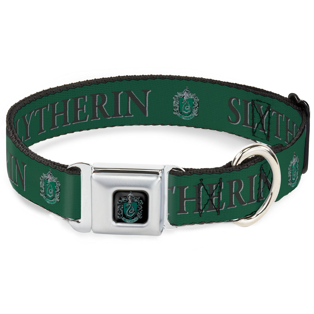 Slytherin Crest Full Color Seatbelt Buckle Collar - Harry Potter SLYTHERIN & Crest Green/Black Seatbelt Buckle Collars Harry Potter