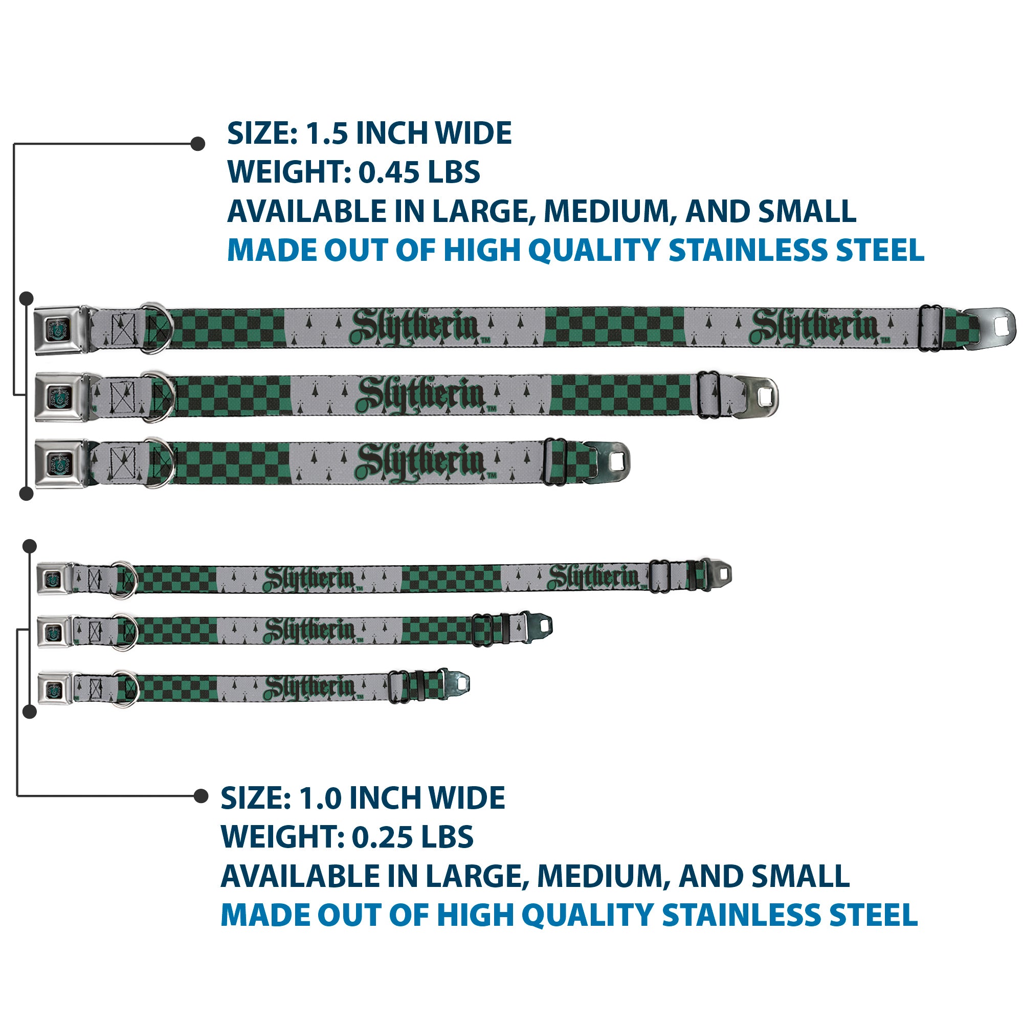 Slytherin Crest Full Color Seatbelt Buckle Collar - Harry Potter SLYTHERIN/Checker Blocks Grays/Greens Seatbelt Buckle Collars Harry Potter