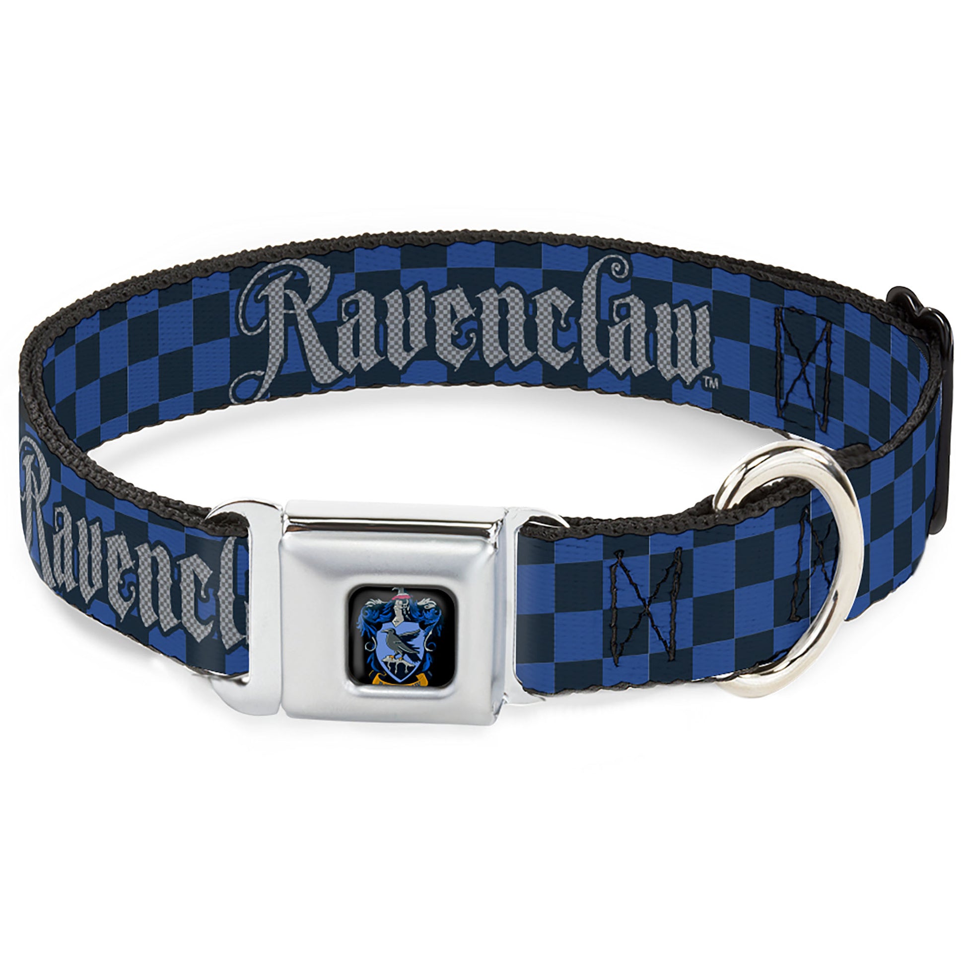 Ravenclaw Crest Full Color Seatbelt Buckle Collar - Harry Potter RAVENCLAW Checker Blues/Grays Seatbelt Buckle Collars Harry Potter