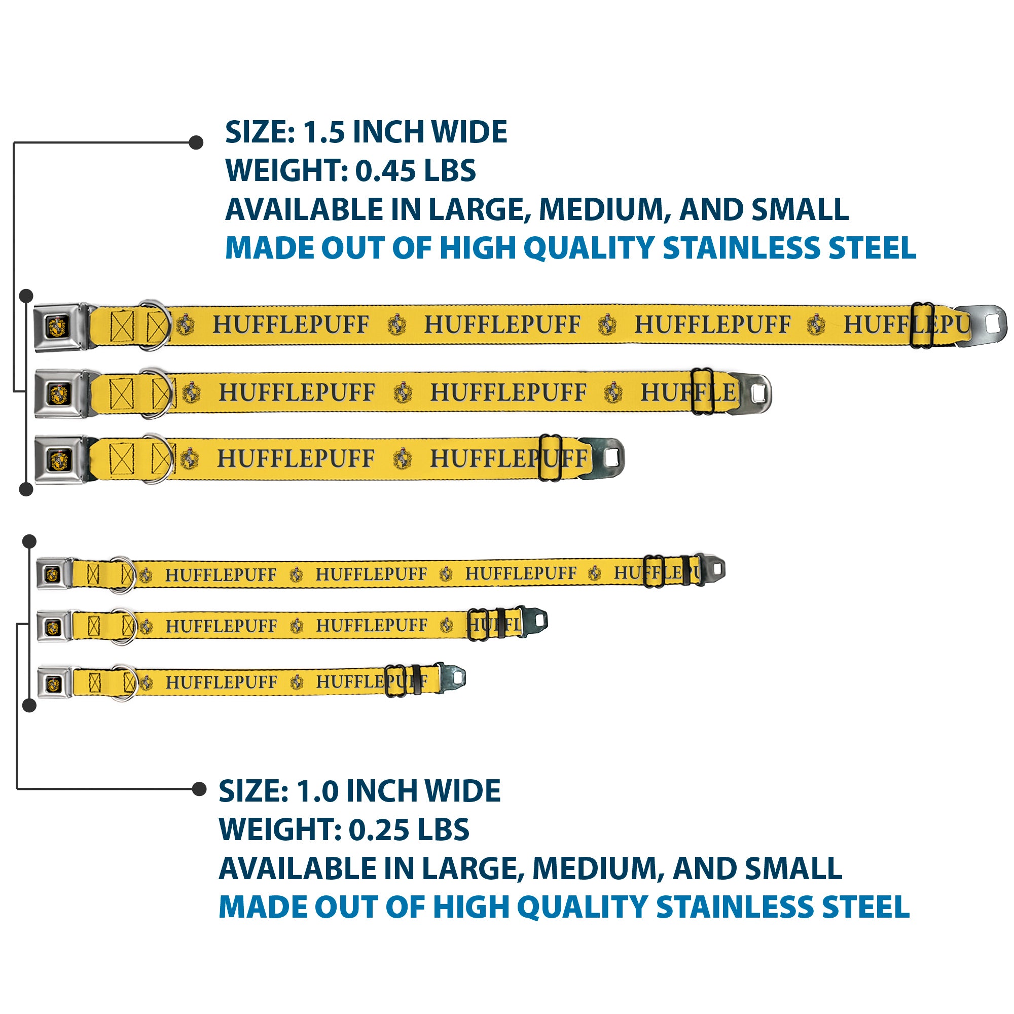 Hufflepuff Crest Full Color Seatbelt Buckle Collar - Harry Potter HUFFLEPUFF & Crest Yellow/Black Seatbelt Buckle Collars Harry Potter