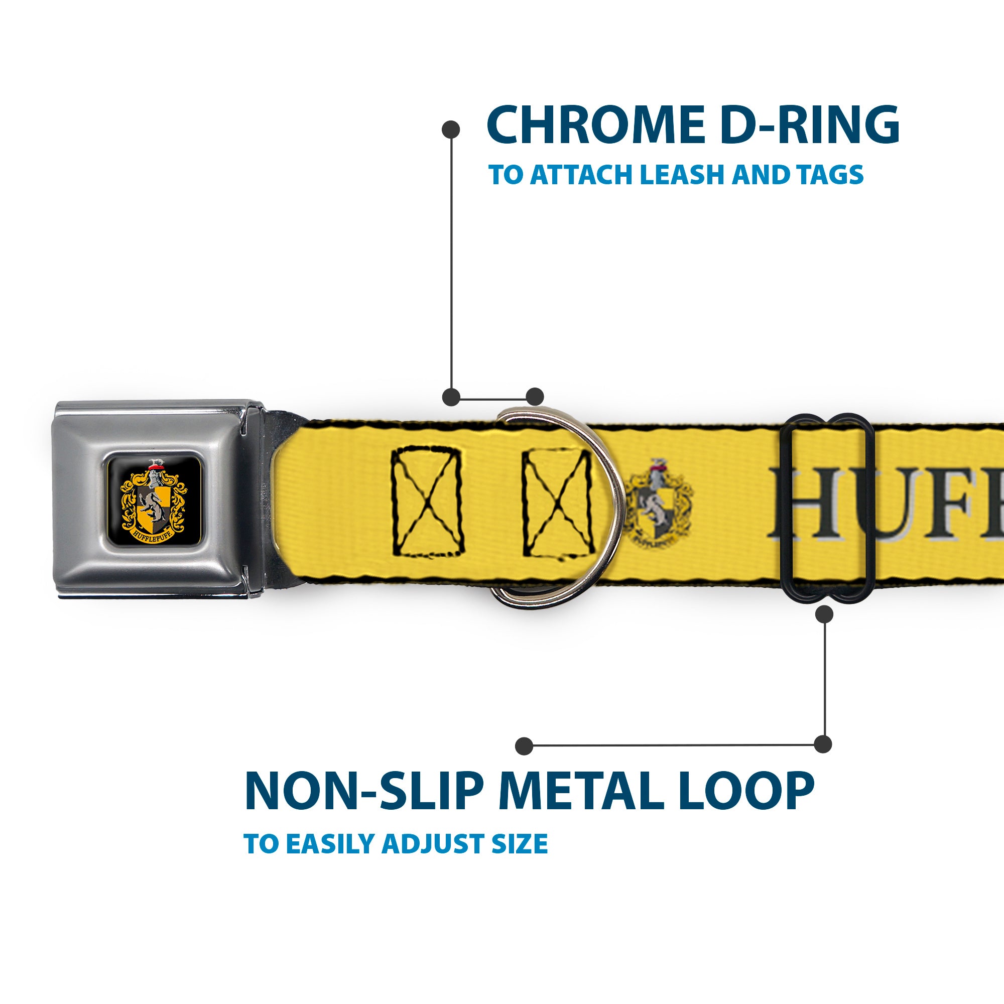 Hufflepuff Crest Full Color Seatbelt Buckle Collar - Harry Potter HUFFLEPUFF & Crest Yellow/Black Seatbelt Buckle Collars Harry Potter